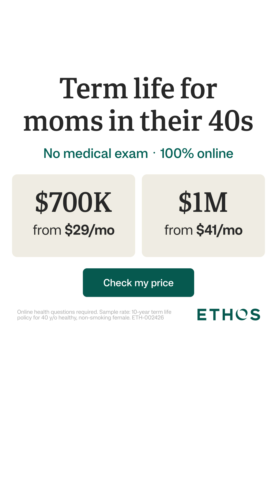 Ethos Facebook ad