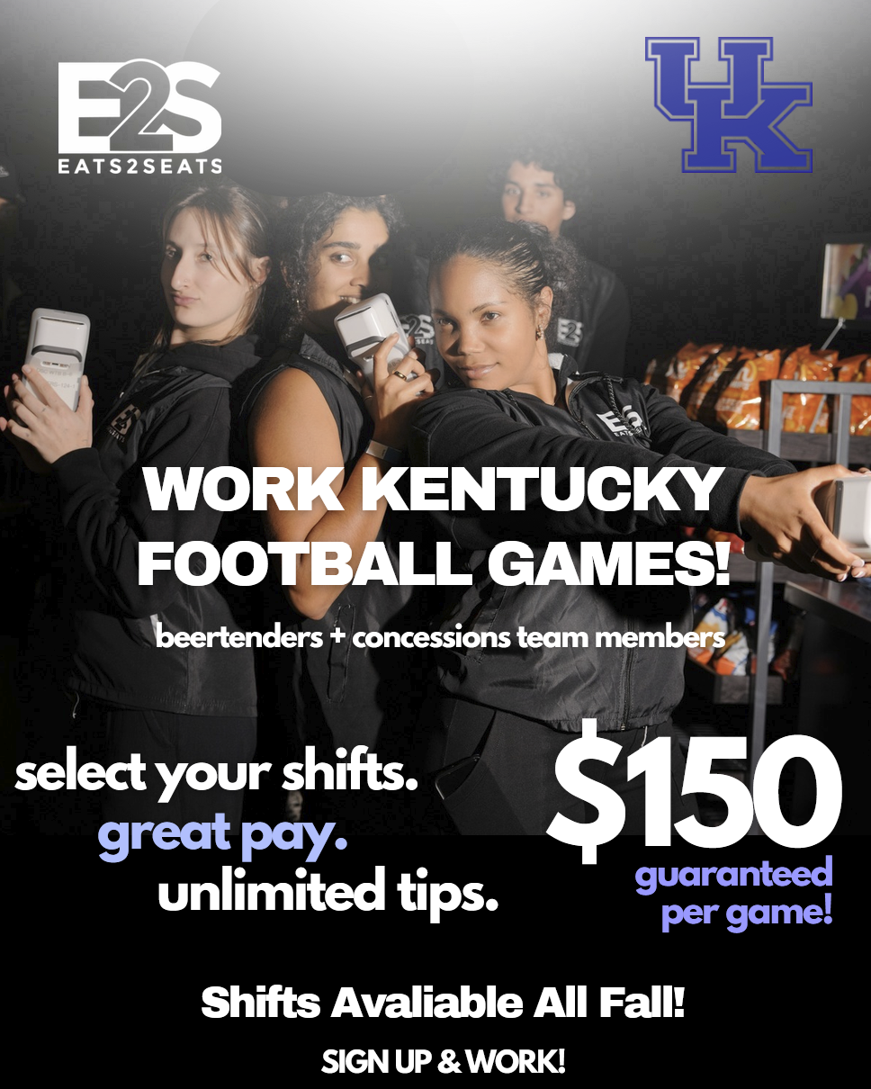 Eats2Seats Facebook ad: Get paid to work University of Kentucky Football Games!