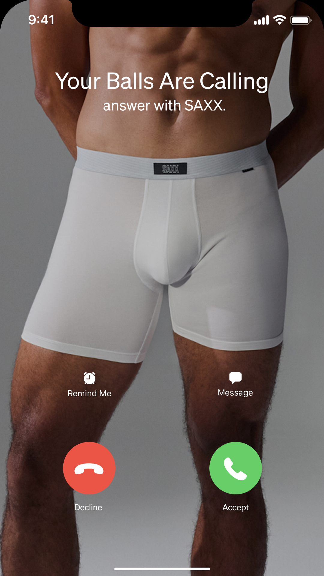 SAXX Underwear Facebook ad: Your. Balls. Deserve. Better.