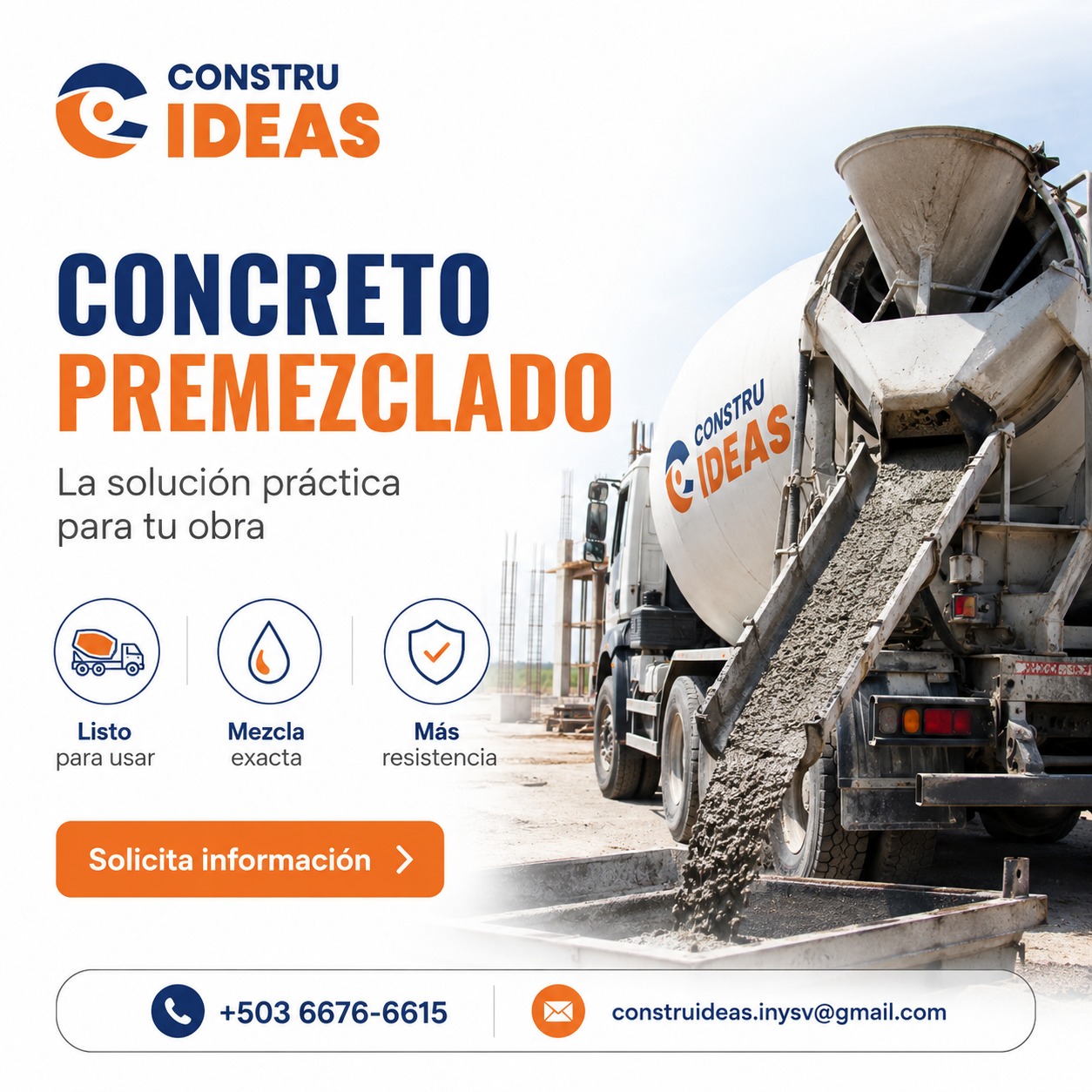 CONSTRUideas Facebook ad: ¡Calidad que se mezcla con resistencia!