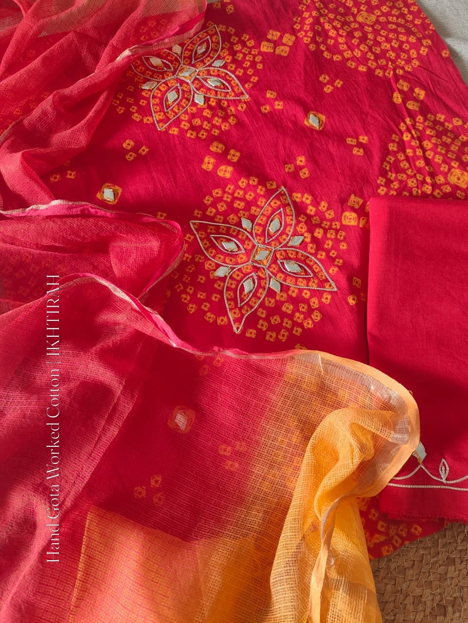Ikhtirah Facebook ad: Vibrant Hand Gota Embroidered Pure Cotton Salwar Suit…