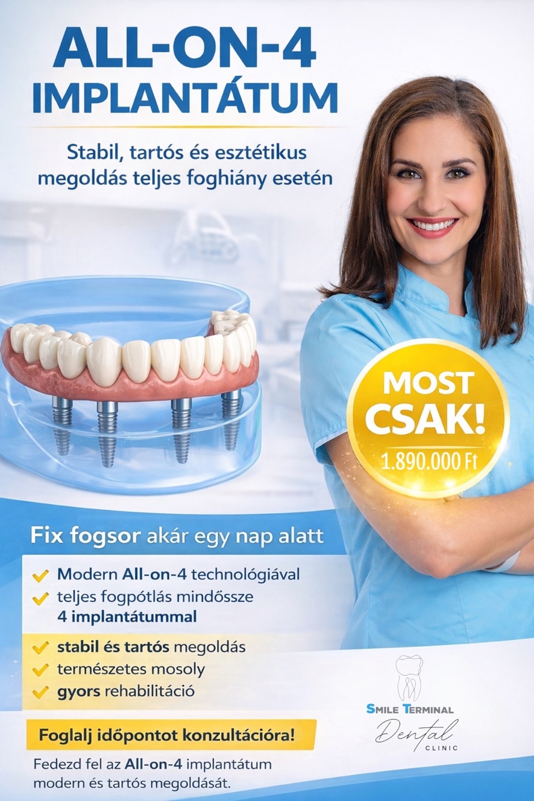 Smile Terminal Fogászat - Budapest Facebook ad from Mar 16, 2026