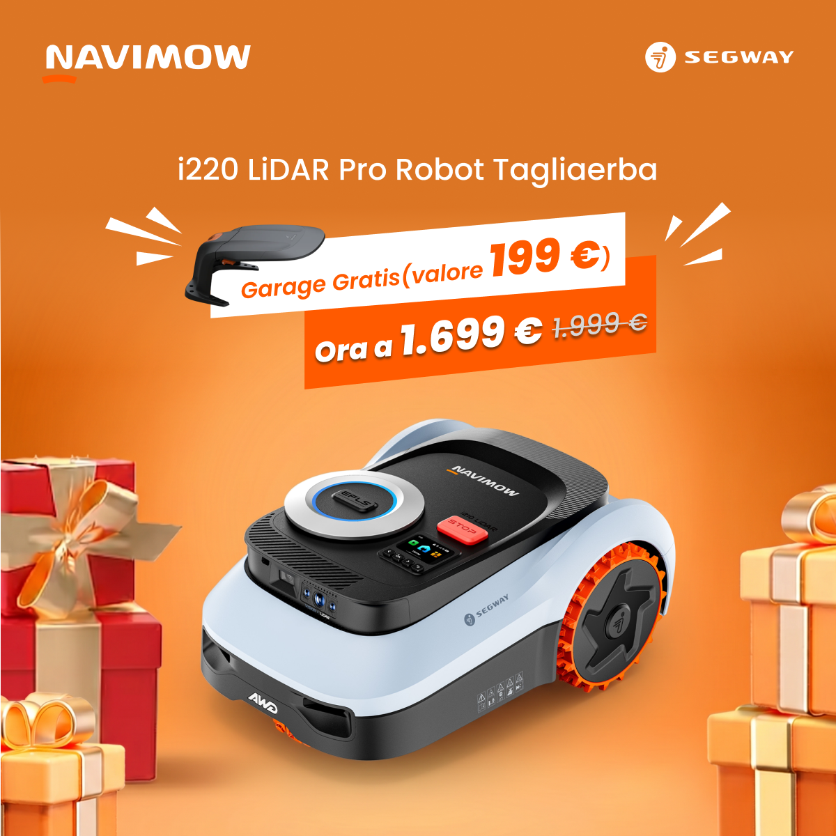 Segway Navimow Facebook ad: Risparmia 300 € + Garage Gratis