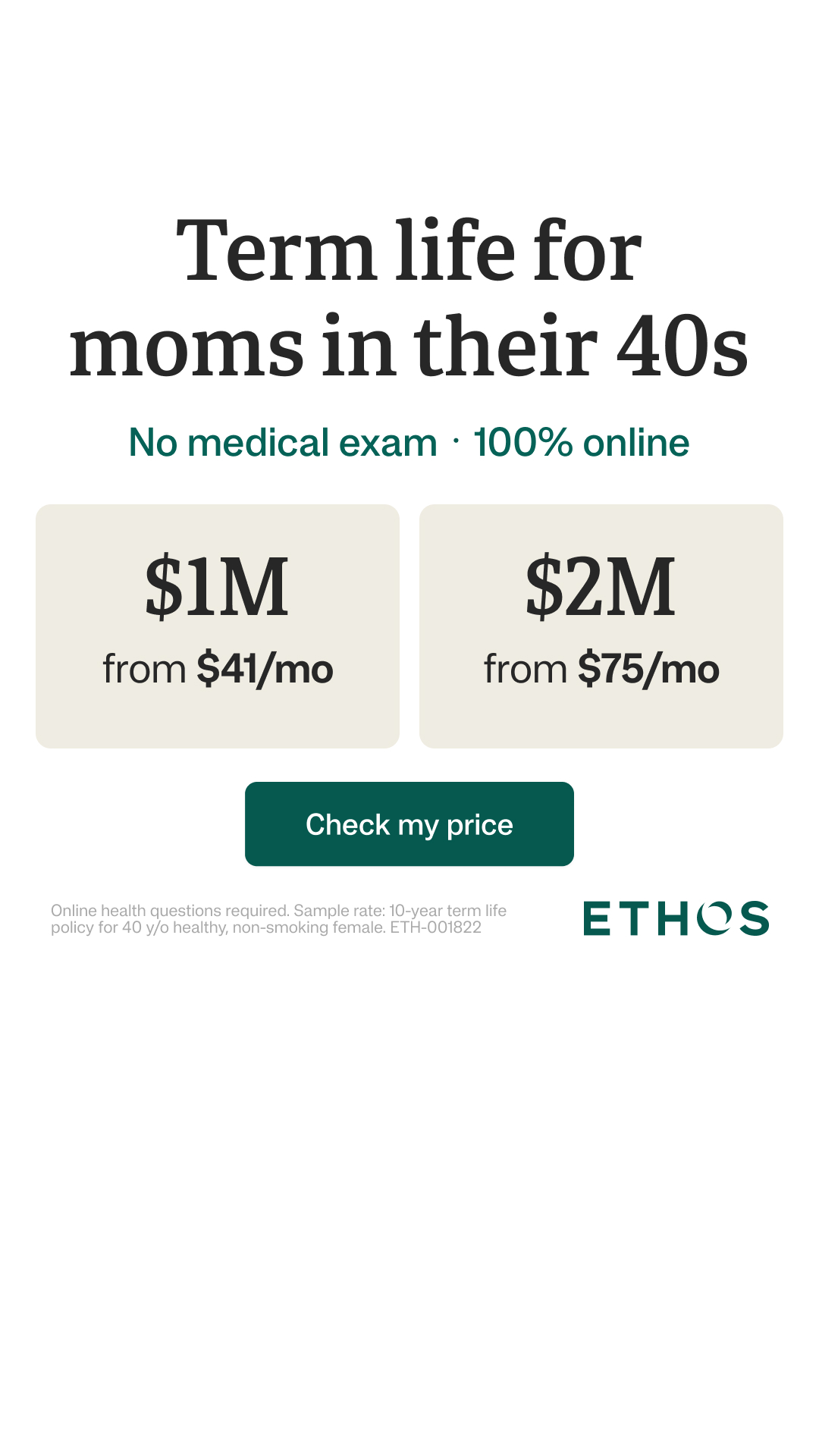 Ethos Facebook ad