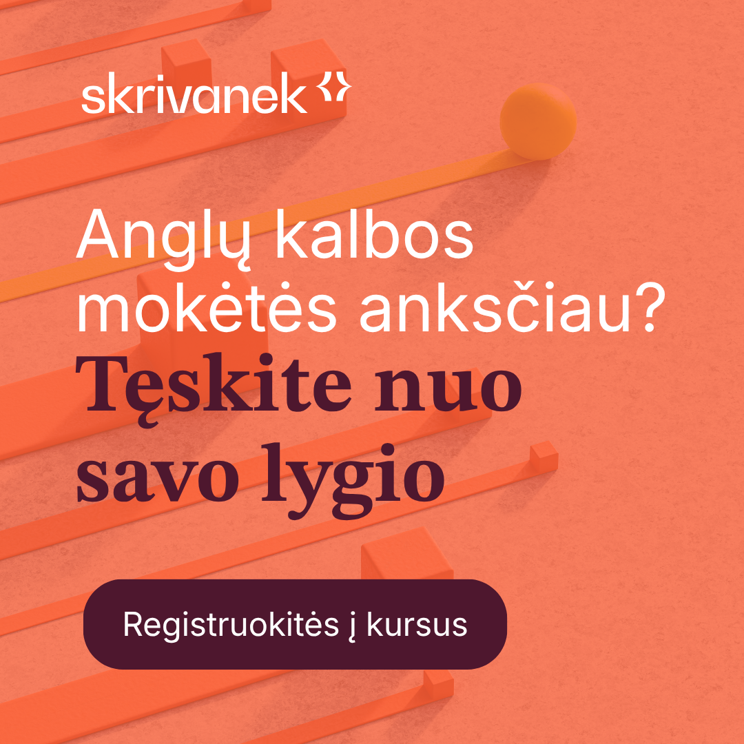Skrivanek Lietuva Facebook ad: Anglų kalbos kursai suaugusiesiems