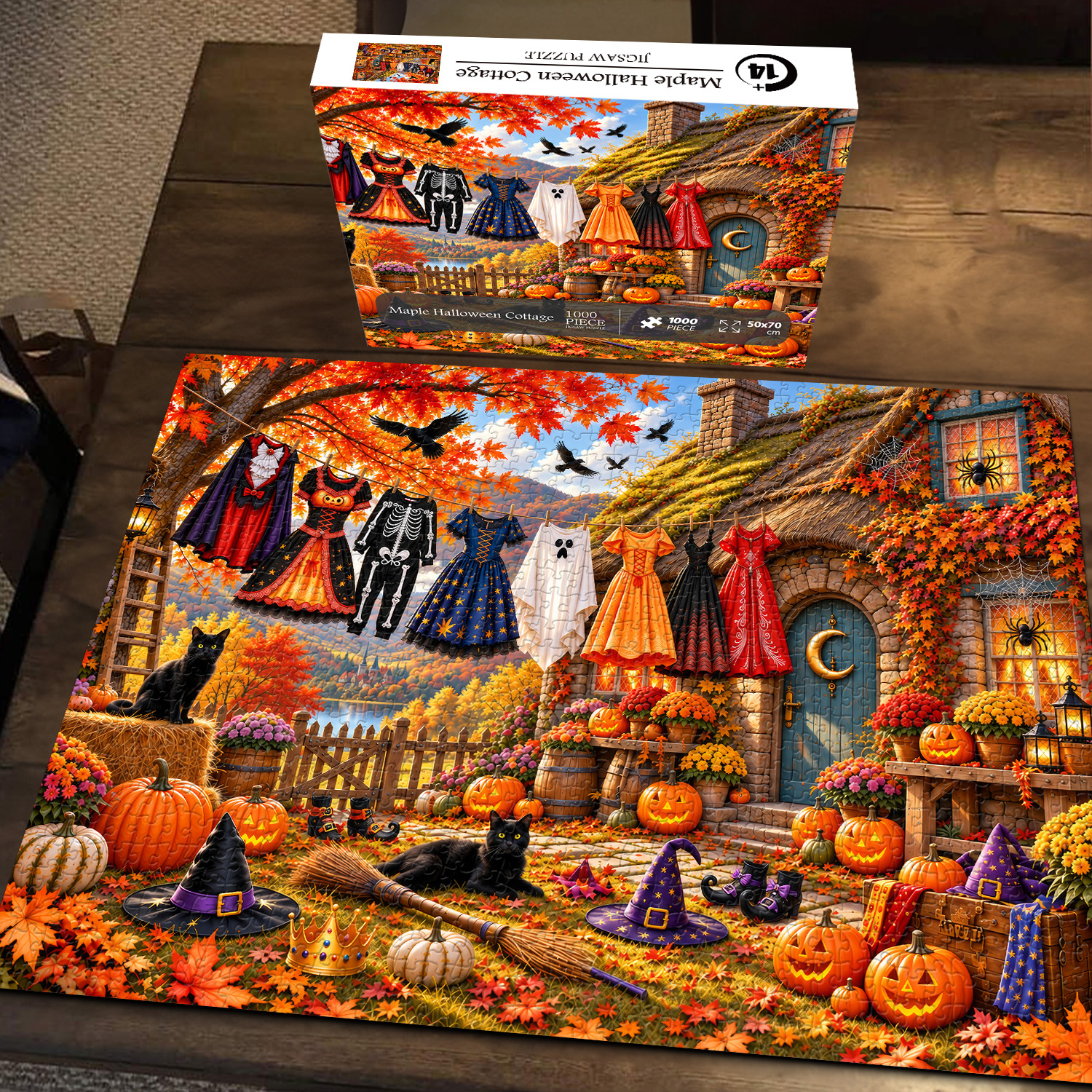Pickforu Facebook ad: Maple Halloween Cottage Jigsaw Puzzle 1000 Pieces