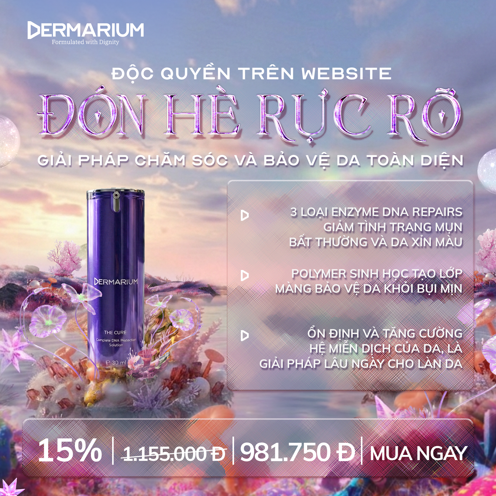 Dermarium Facebook ad: ĐÓN HÈ RỰC RỠ