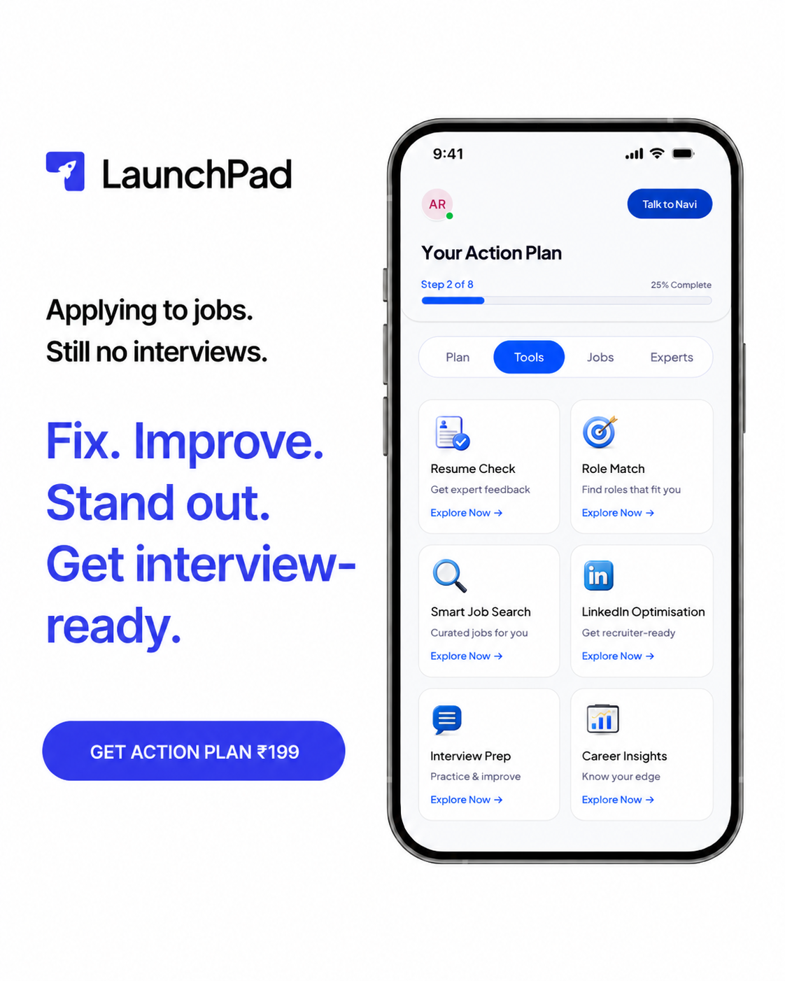 LaunchPad: AI Career Coach Facebook ad