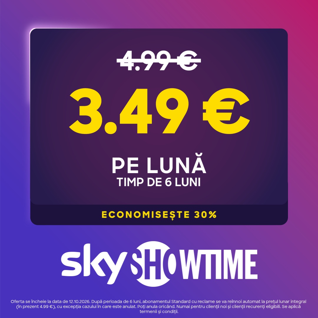 SkyShowtime Facebook ad: Doar 3,49 €/lună, ofertă limitată