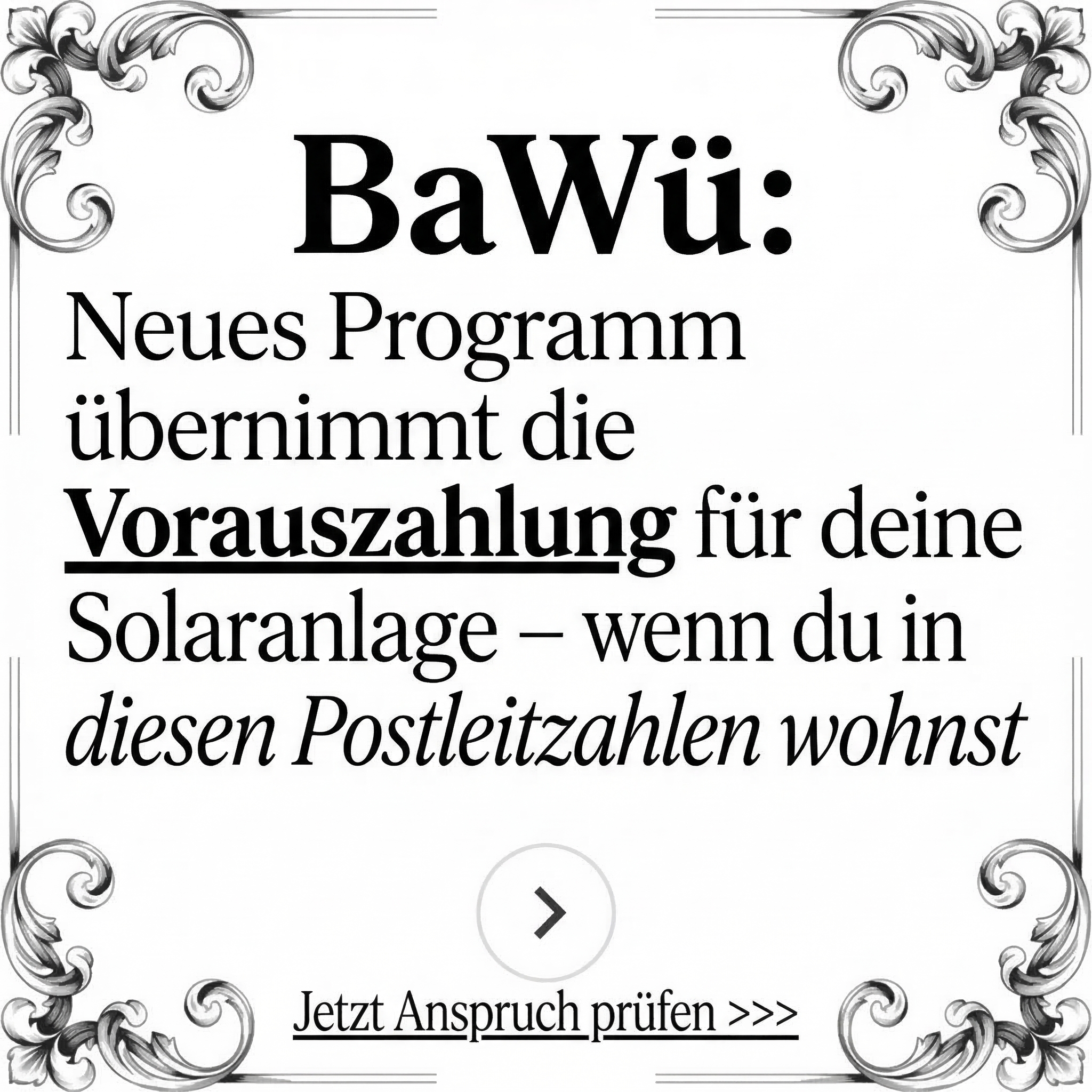Nationaler Solar Ratgeber Facebook ad: BaWü: Jetzt Anspruch prüfen