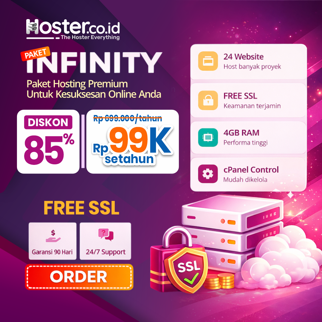 Hoster.co.id Facebook ad: Dari 699K Jadi 99K