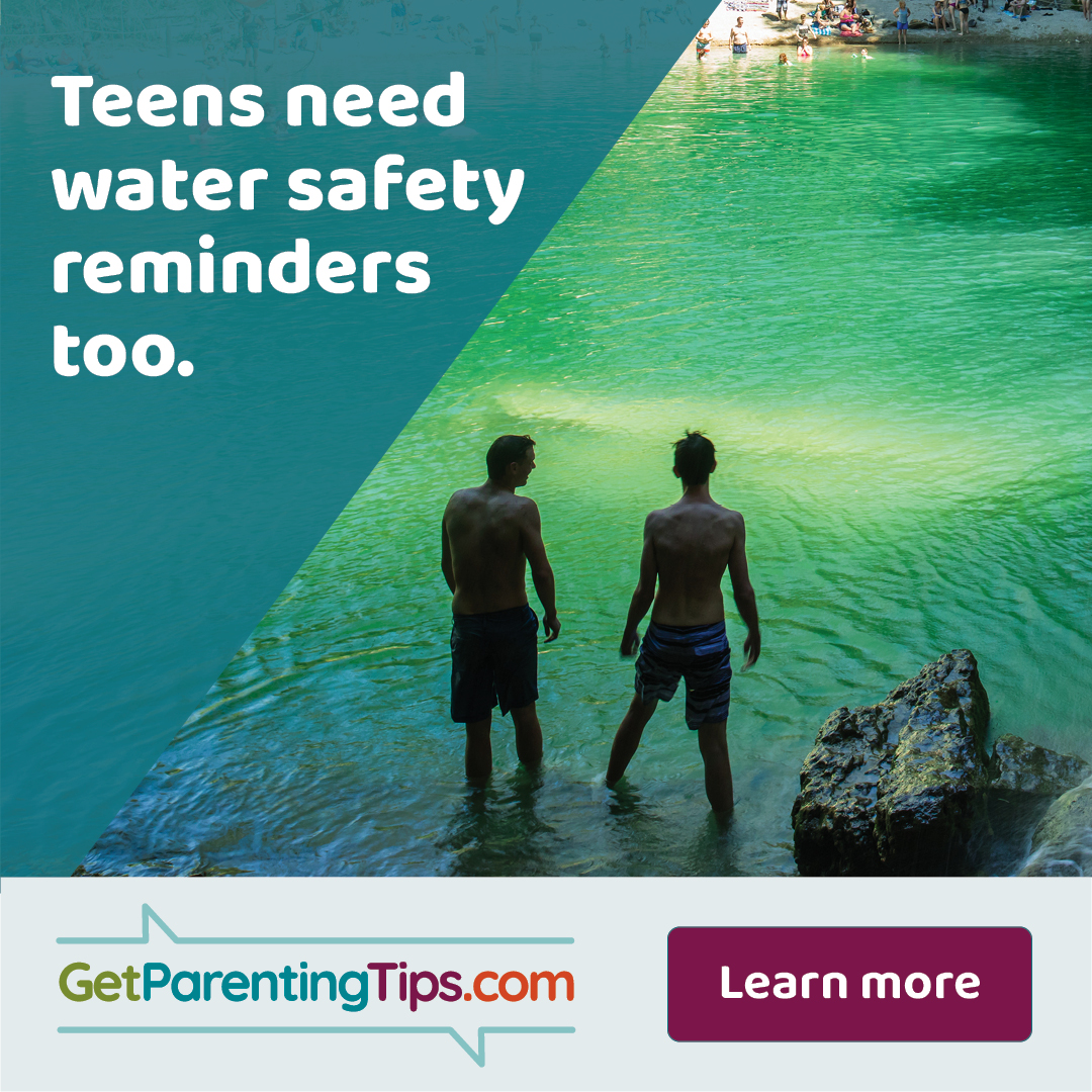 GetParentingTips Facebook ad: Water safety looks different at every age, but…