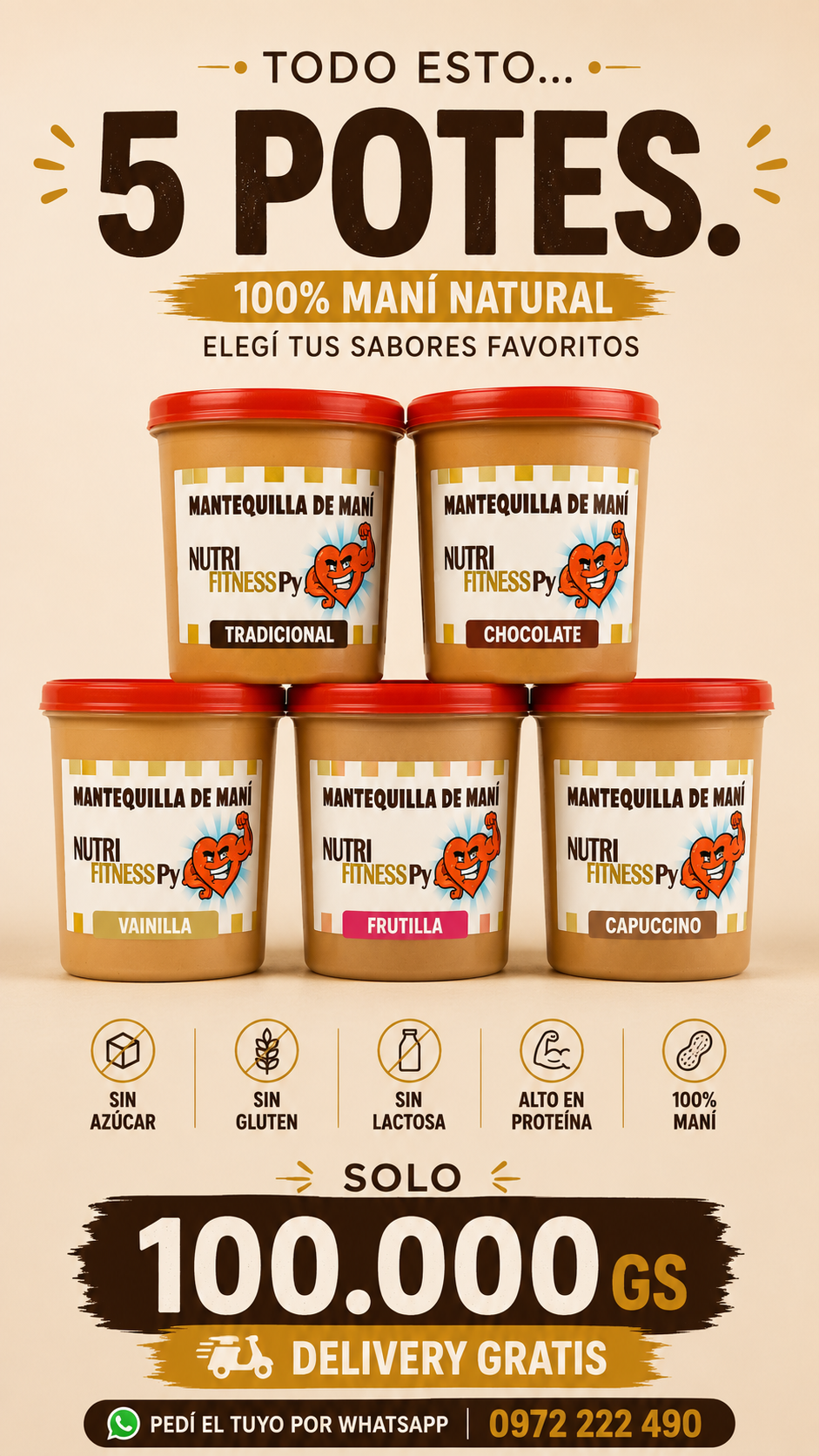 Nutri Fitness PY Facebook ad: Pedí tu combo de 5 potes