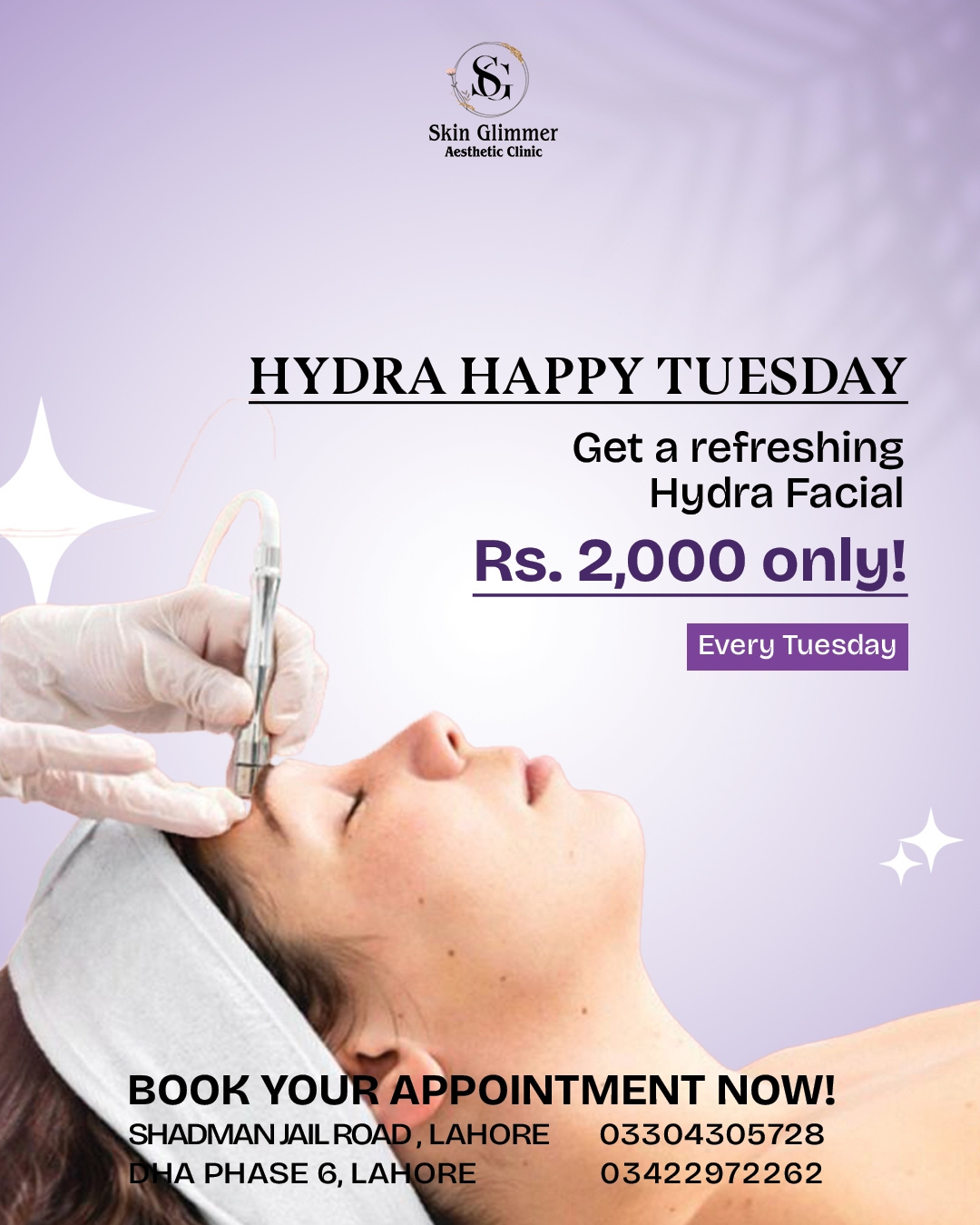 SkinGlimmer Facebook ad: Hydra Happy Tuesday is here