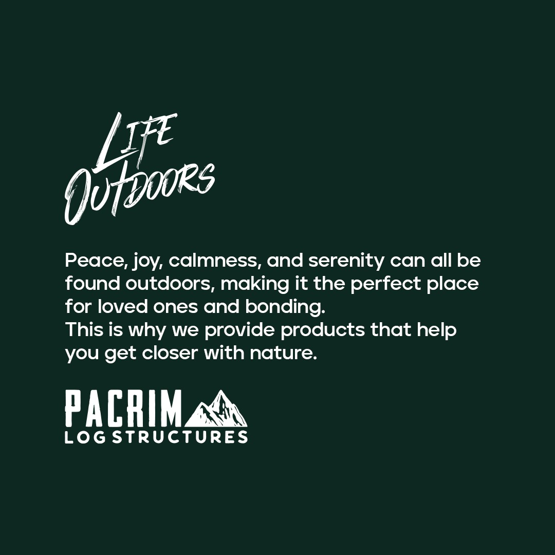 PacRim Log Structures Facebook ad: Select Units Now In-Stock