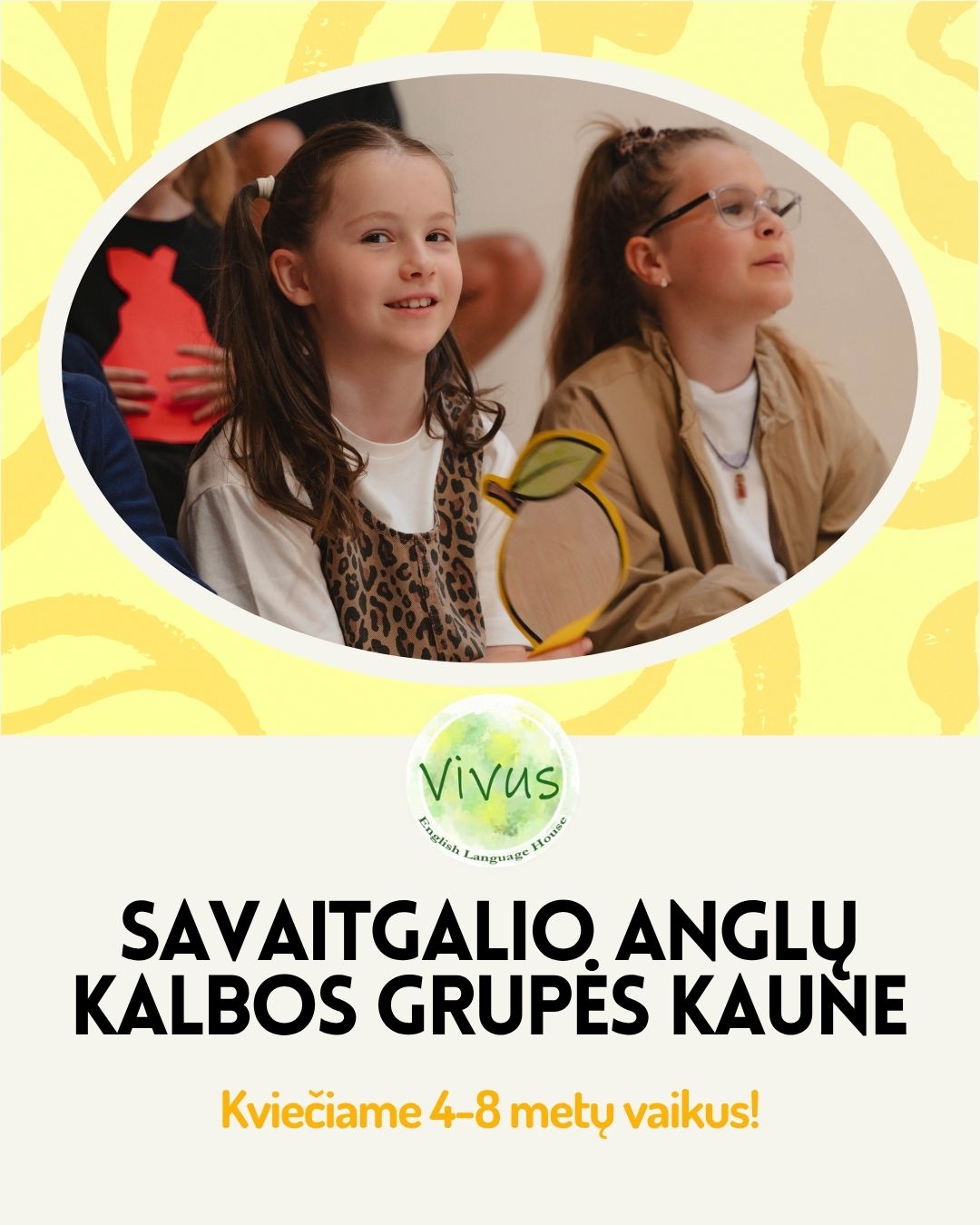 Vivus English Language House Facebook ad: Nemokama pažintinė pamoka_ registracija