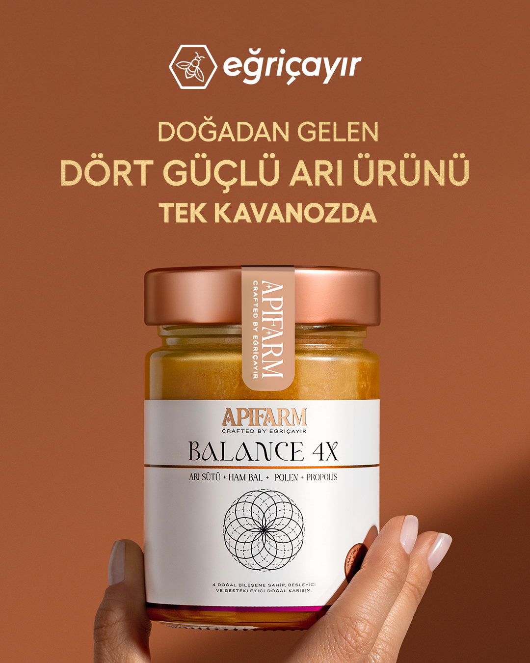 Eğriçayır Facebook ad: Arı Sütü + Ham Bal + Polen + Propolis Karışımı Balance 4X…