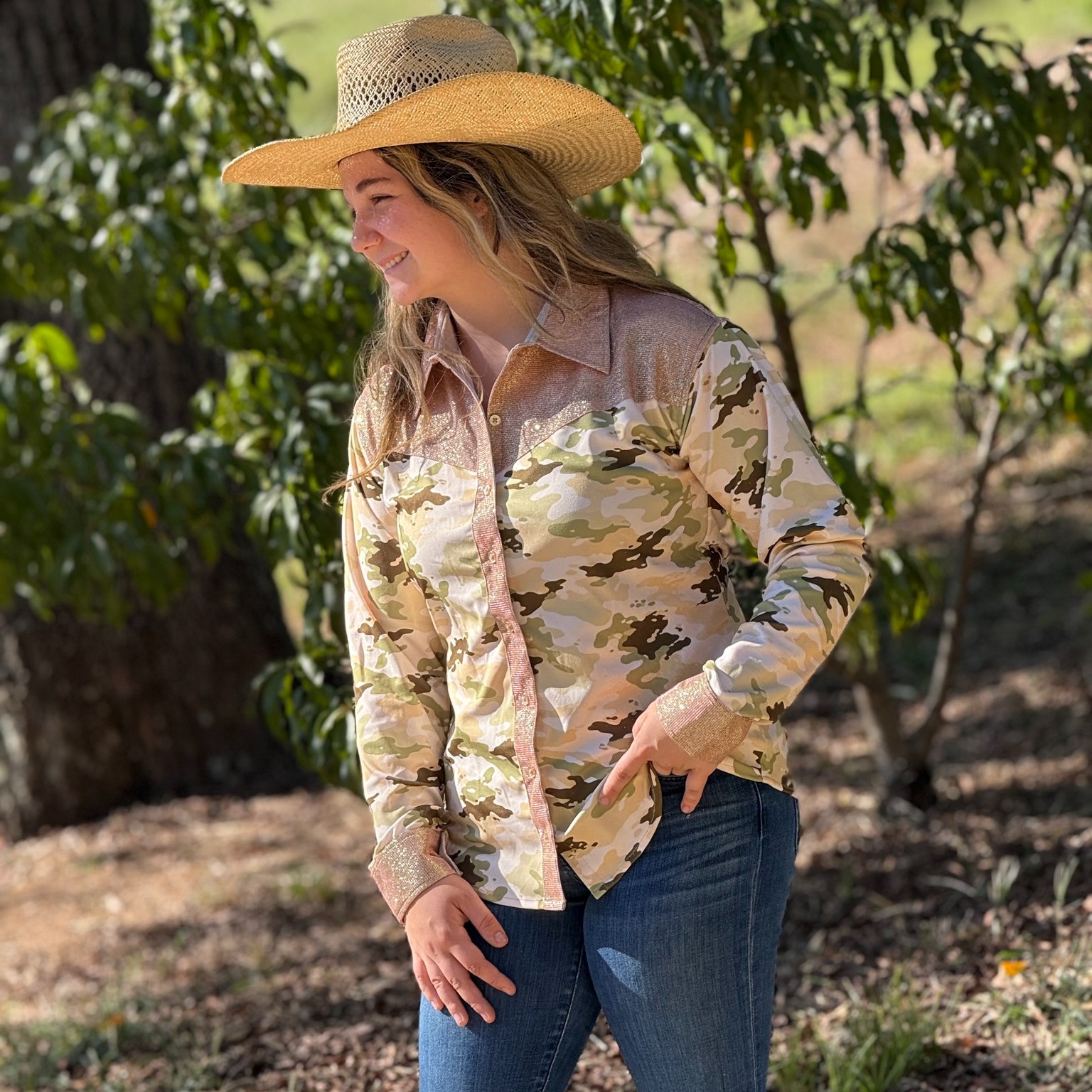 IF BRANDED/Iron Faith Clothing Facebook ad: On the Hunt | Camo Print Western Show Shirt