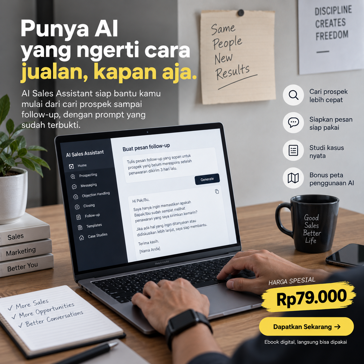 Kios Kita COD Facebook ad: AI Sales Assistant, Rp79.000.