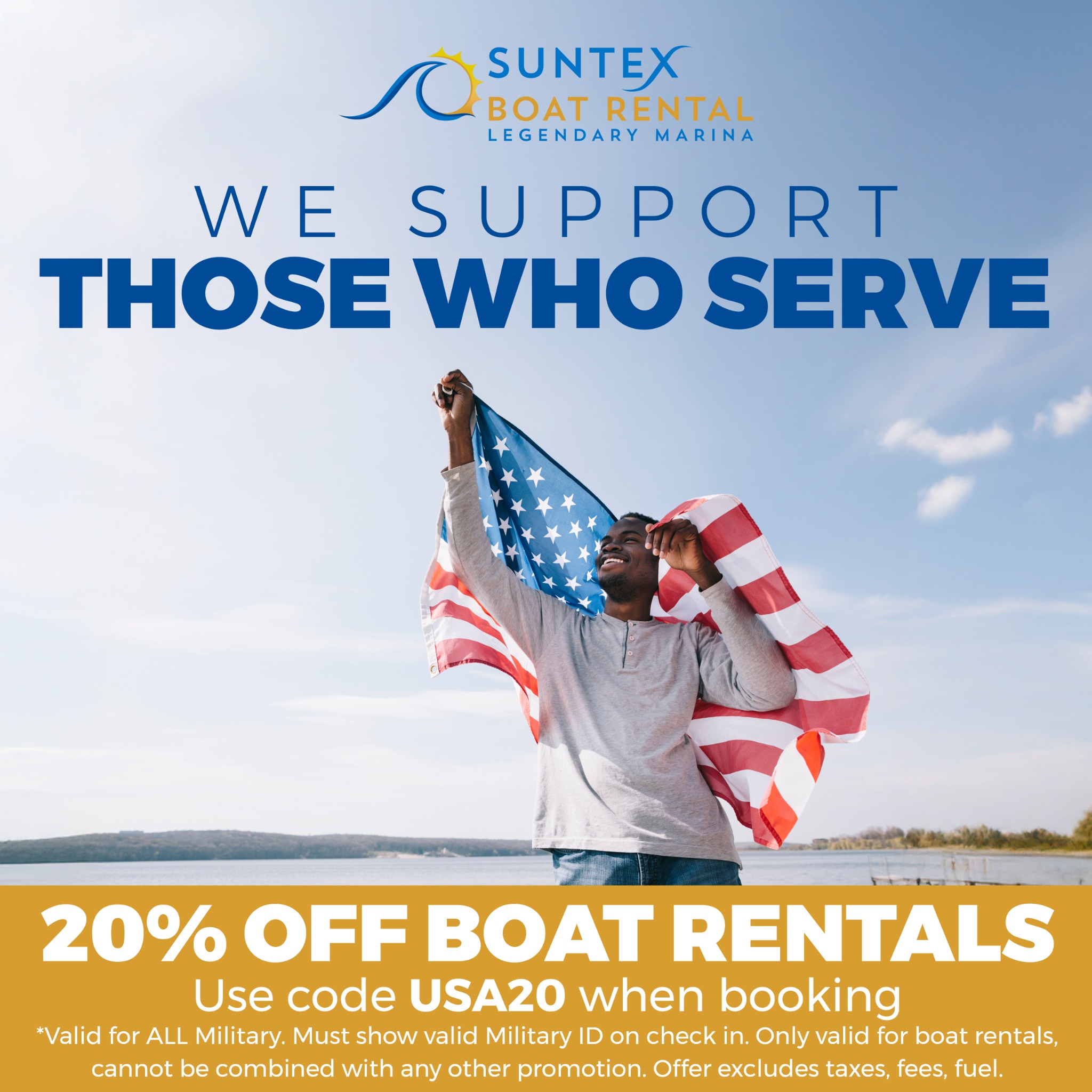 Legendary Marina Facebook ad: To our incredible Military members, active duty, retired…