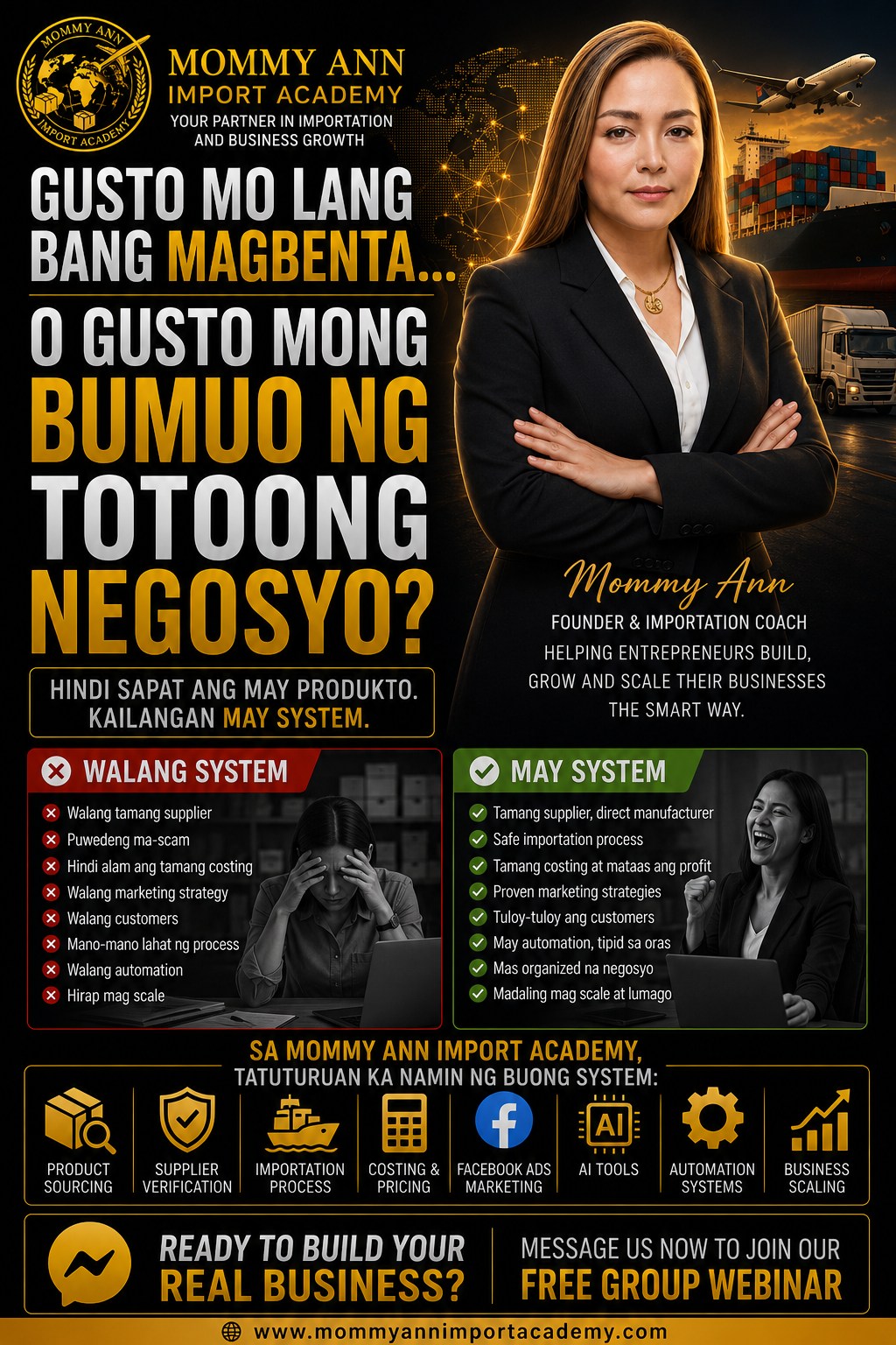 Mommy Ann Import Academy Facebook ad