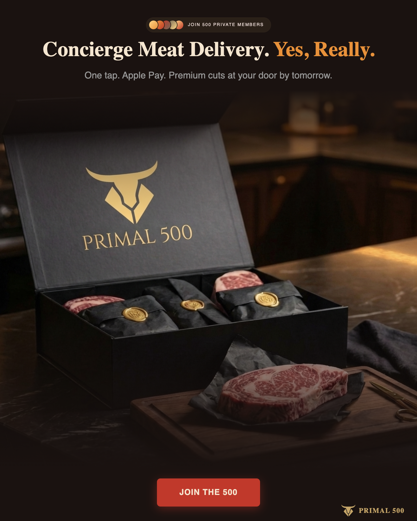 Primal 500 Facebook ad: Concierge Meat Delivery. Yes, Really.