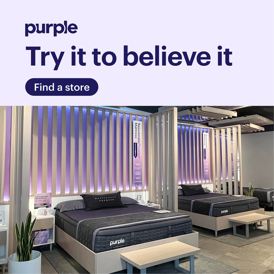 Purple Facebook ad: Try the GelFlex Grid in-store