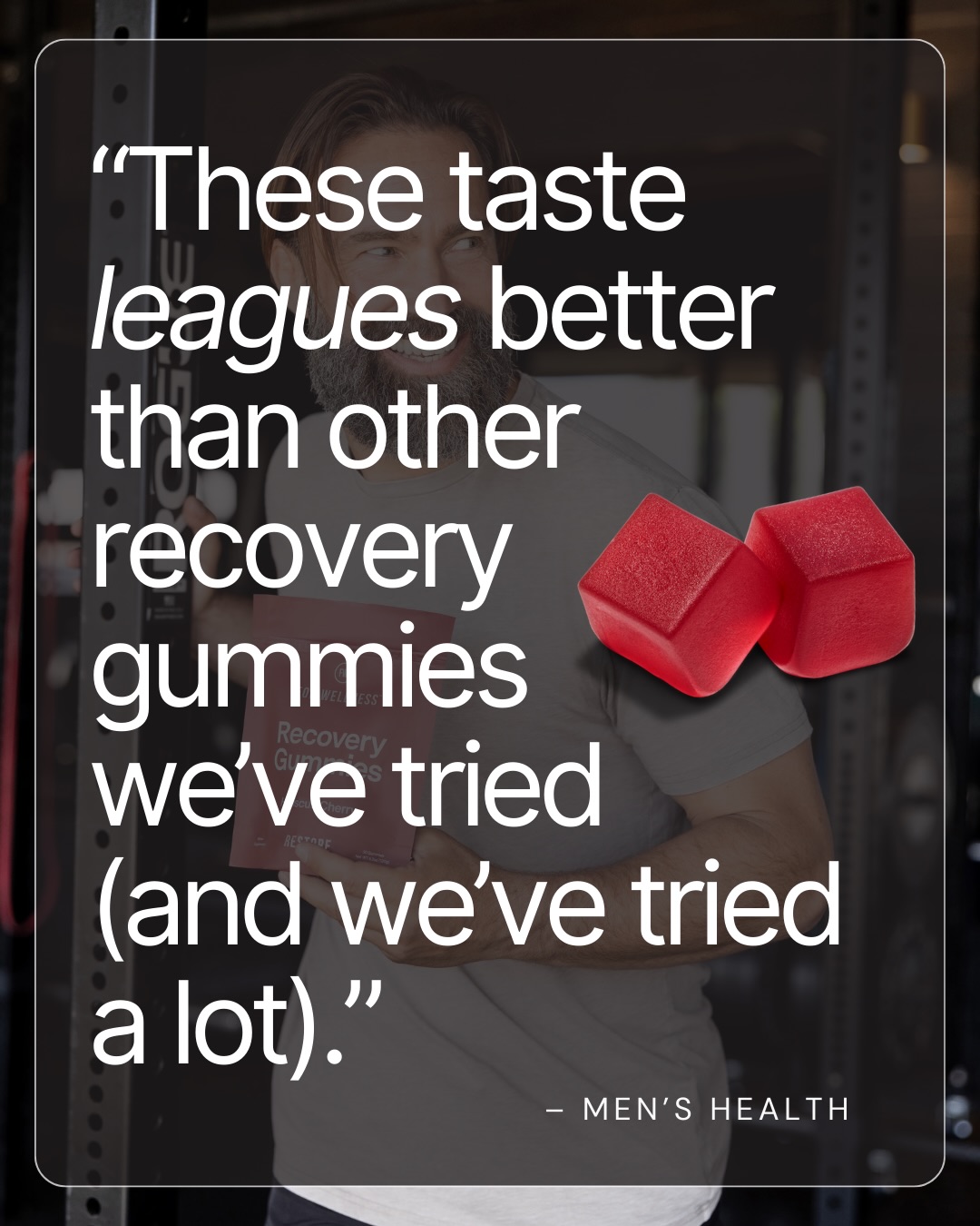 For Wellness Facebook ad: Our Restore Gummies are featured in @menshealthmag as…