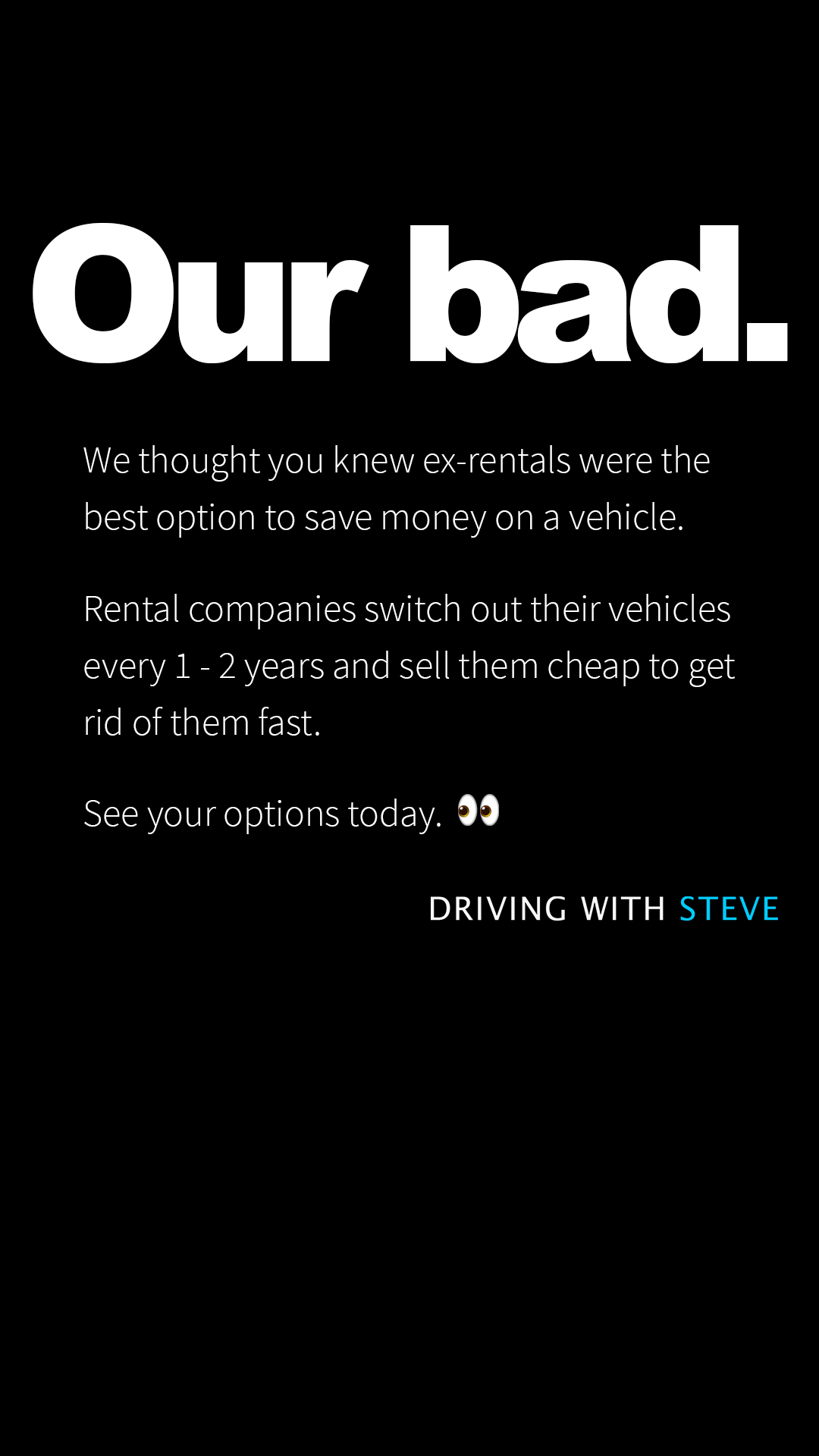 Driving With Steve Facebook ad