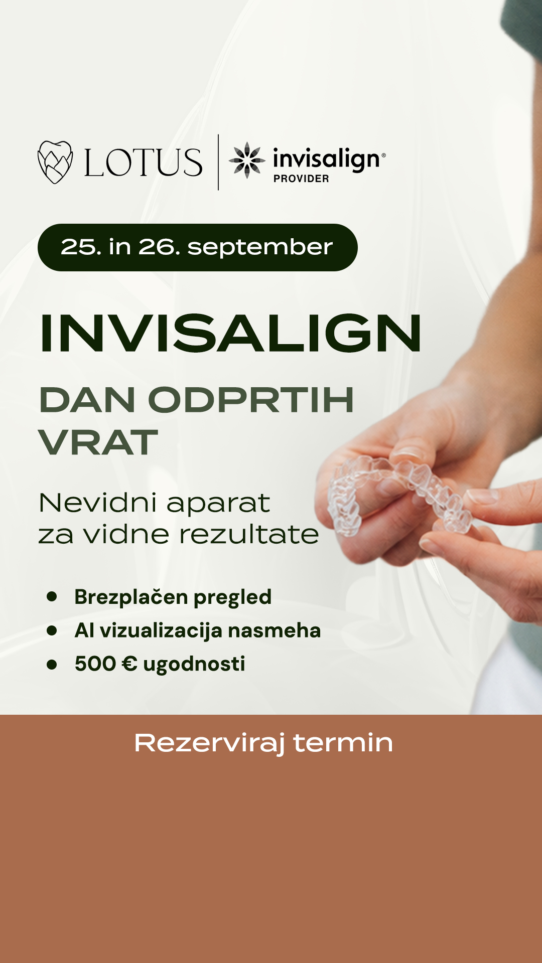 Lotus dentalni center Facebook ad: Prijavi se na Dan odprtih vrat za Invisalign