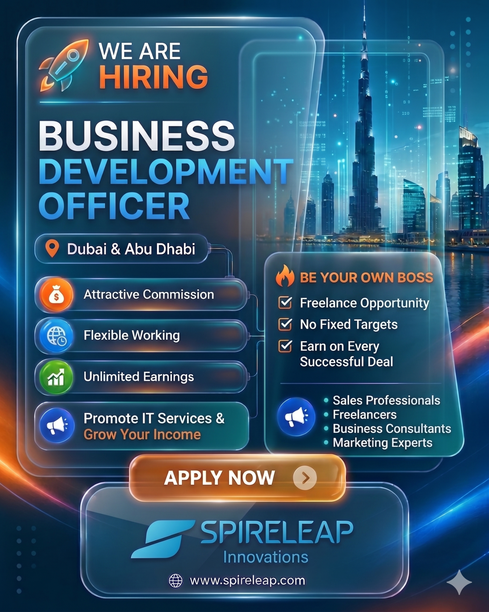 Spireleap Innovations Facebook ad: Earn Big by Referring Business Clients in UAE