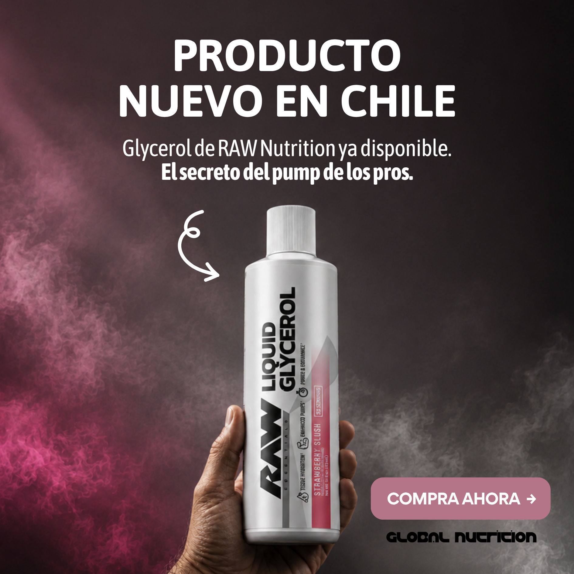 globalnutrition.cl Facebook ad: RAW Liquid Glycerol · 473 ml