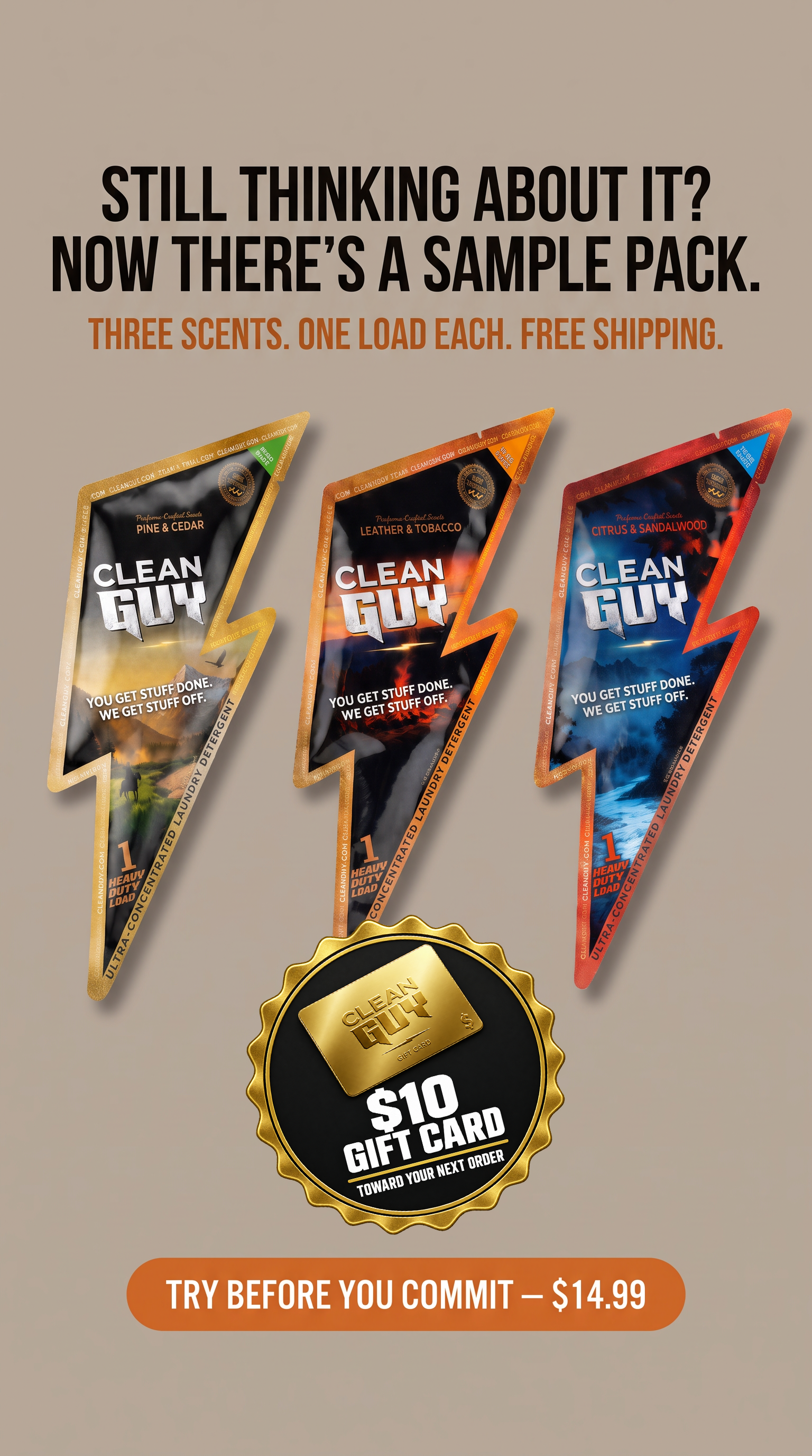 Clean Guy Facebook ad: Find Your Scent. Get $10 Back.