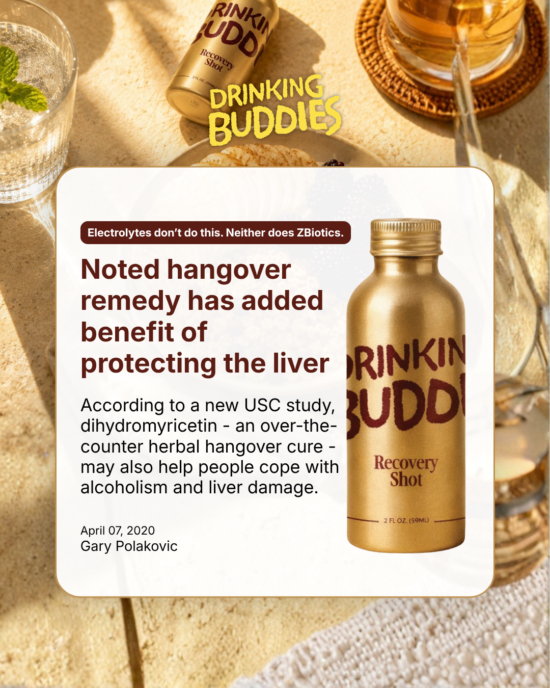 Drinking Buddies Facebook ad: Drinking Buddies | Recovery Shot