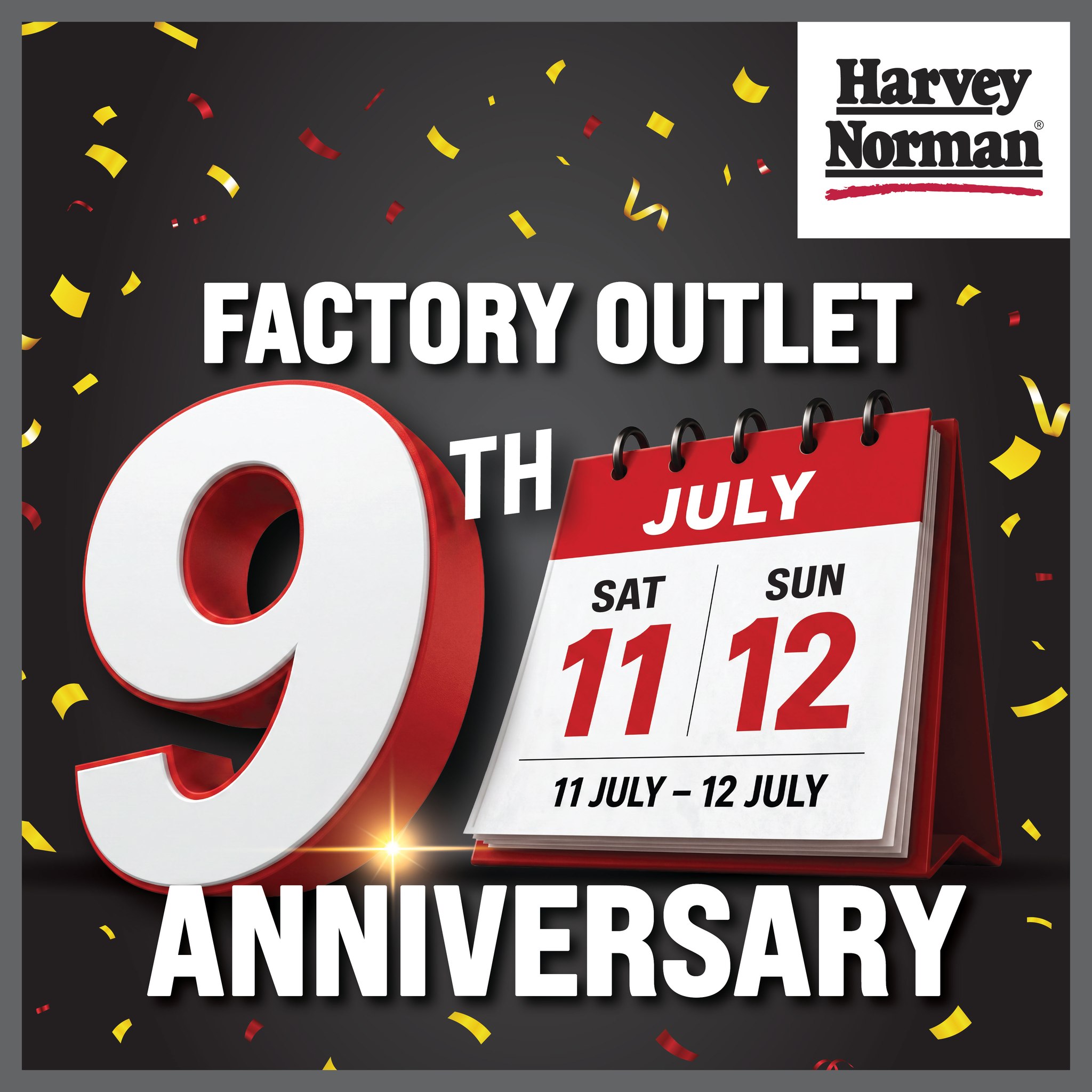 Harvey Norman Singapore Facebook ad: Celebrate Harvey Norman Factory Outlet 9th Anniversary with…