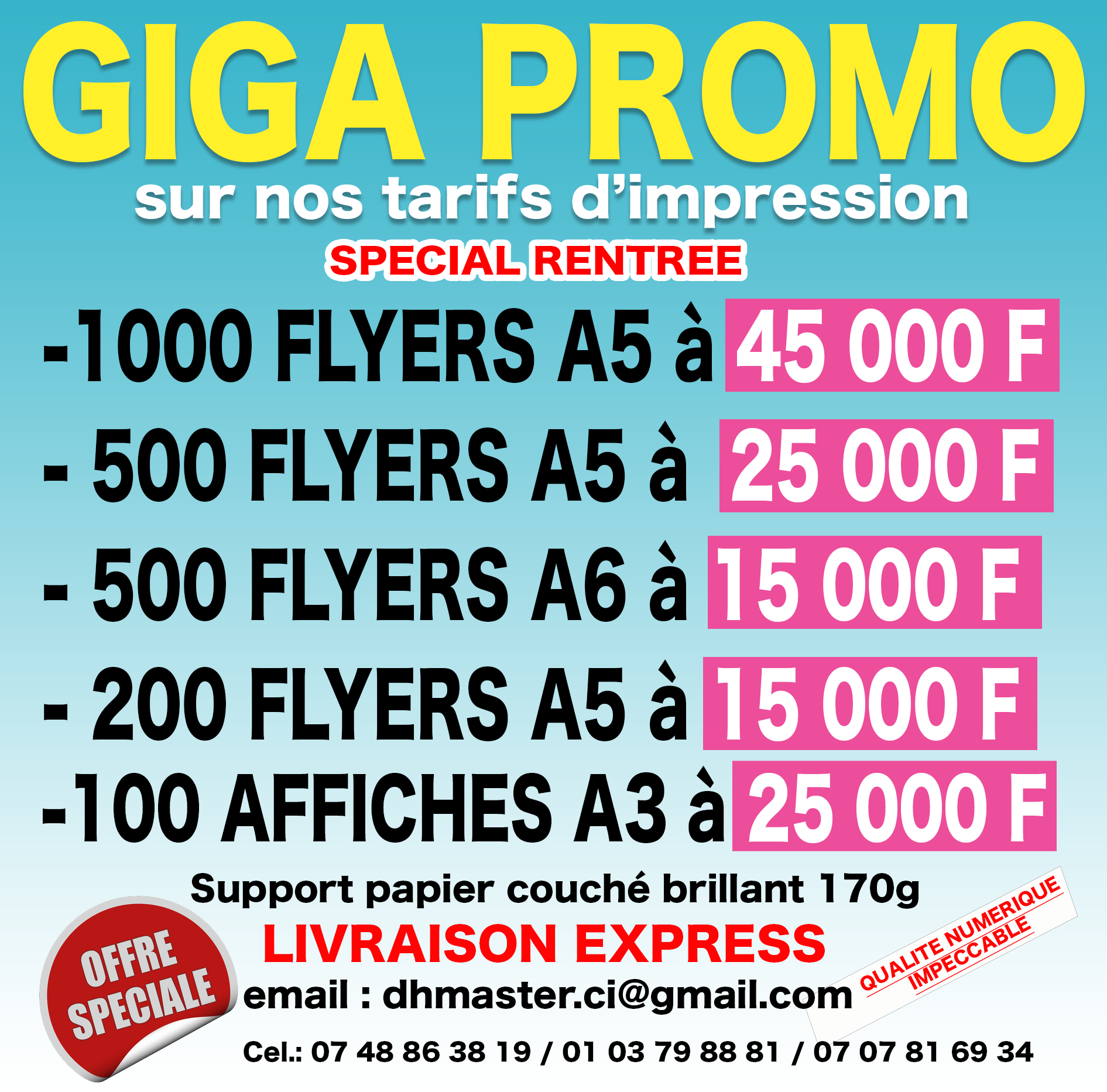 DH Master Print Facebook ad: - 1000 FLYERS A5 à 45 000 F