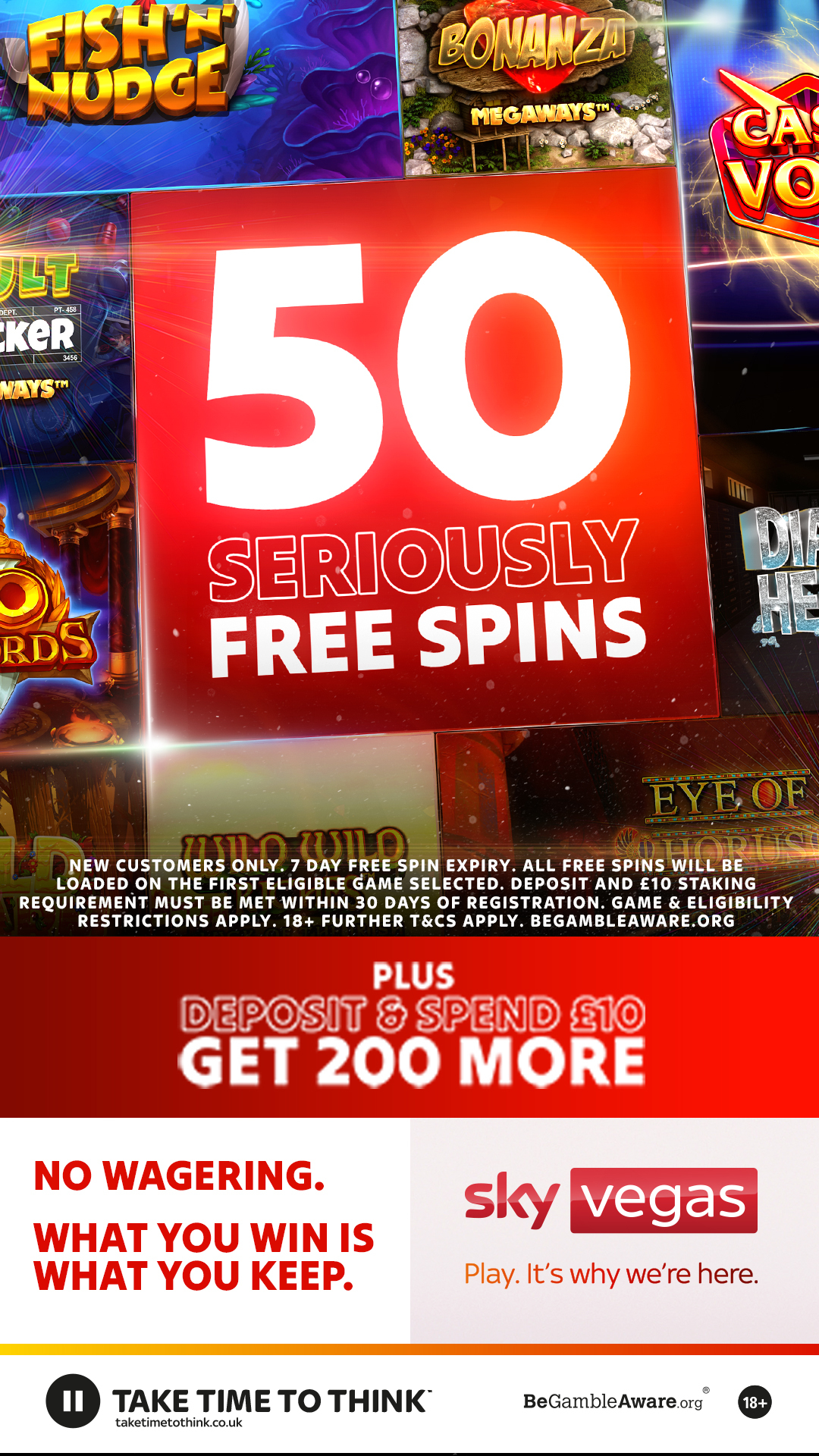 Sky Vegas Facebook ad from Oct 1, 2025