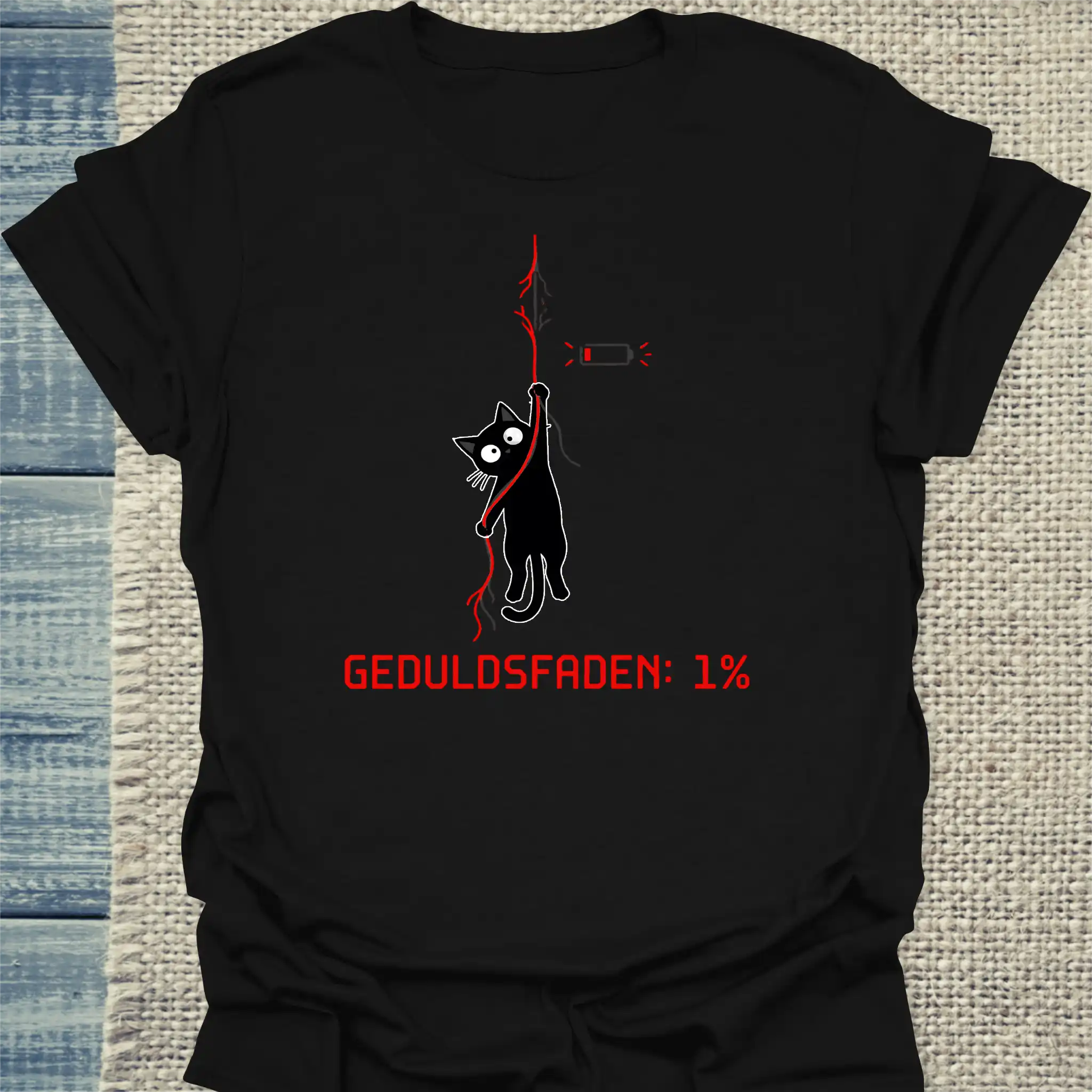 KaffeeMiau Facebook ad: Geduldsfaden: 1% - T-Shirt