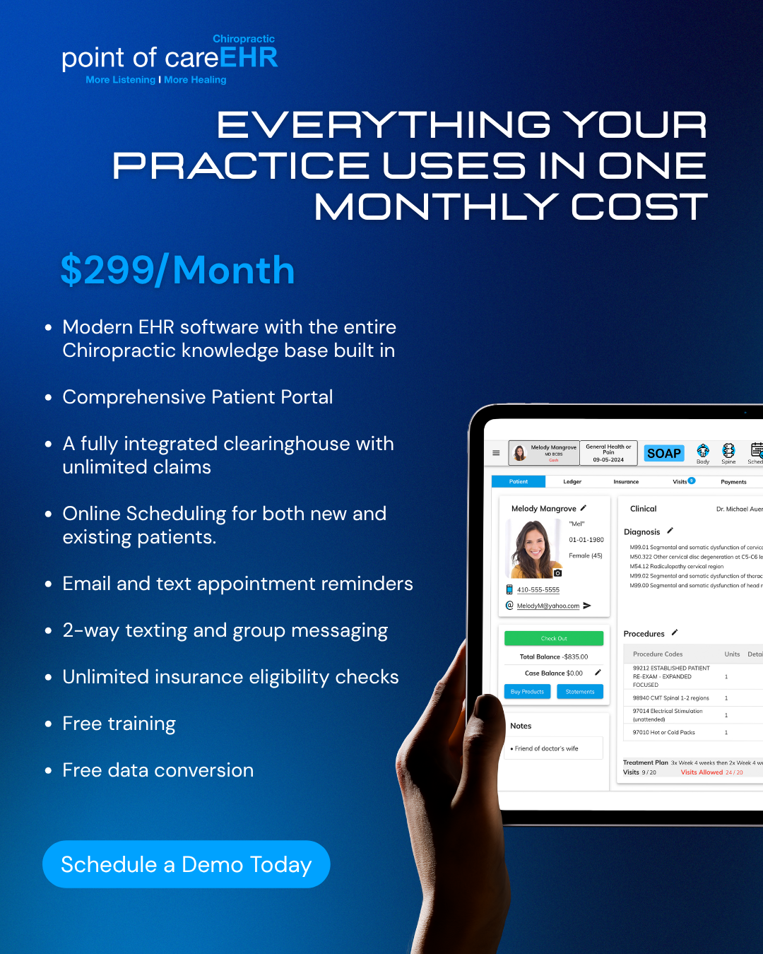 Point of Care Chiropractic EHR Facebook ad: Point of Care Chiropractic EHR includes everything for…