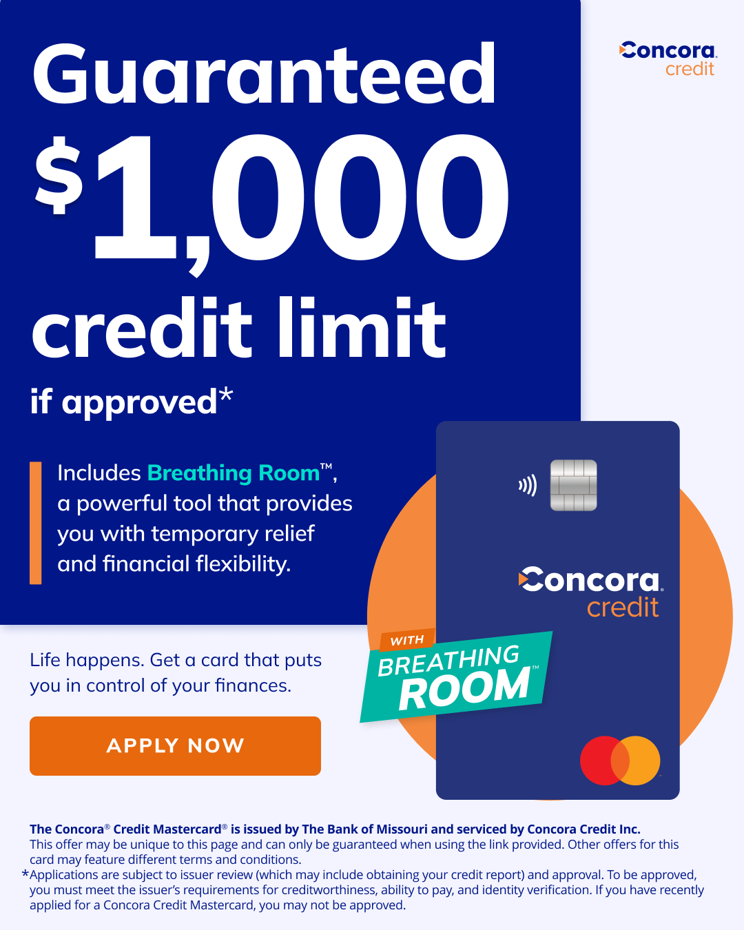 Concora Credit Facebook ad: A Card That Puts You In Charge