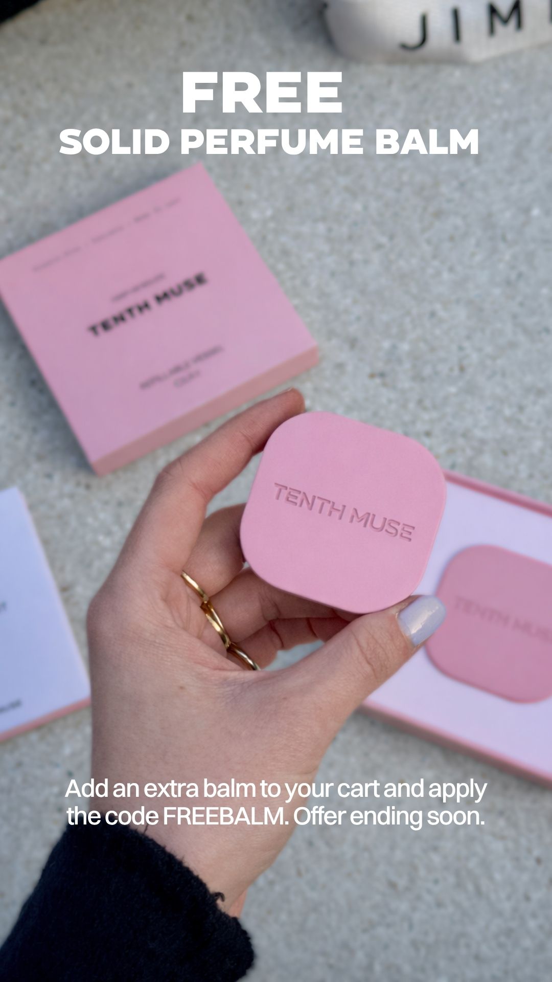 Tenth Muse Facebook ad: Code: FREEBALM at checkout