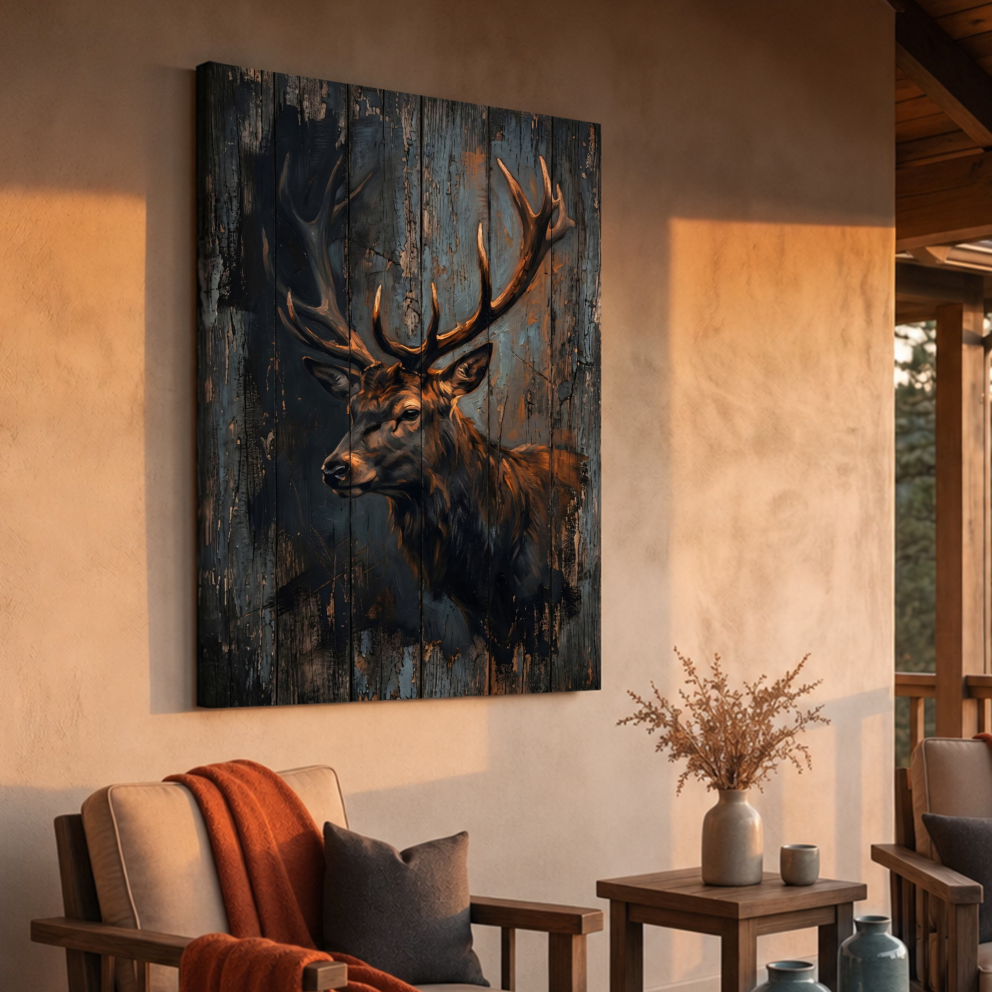 Tailored Canvases - Personalized Art Facebook ad: Rustic Stag Portrait | Made in the USA | Ships Fast