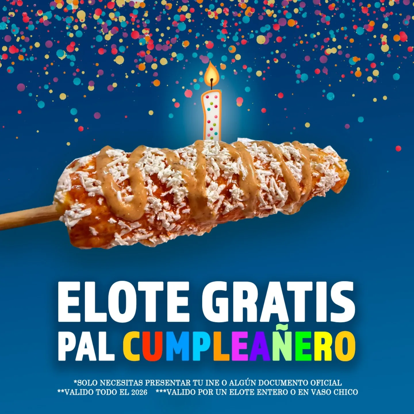 Costa Elote Facebook ad: ¡ELOTE GRATIS PARA LOS CUMPLEAÑEROS!