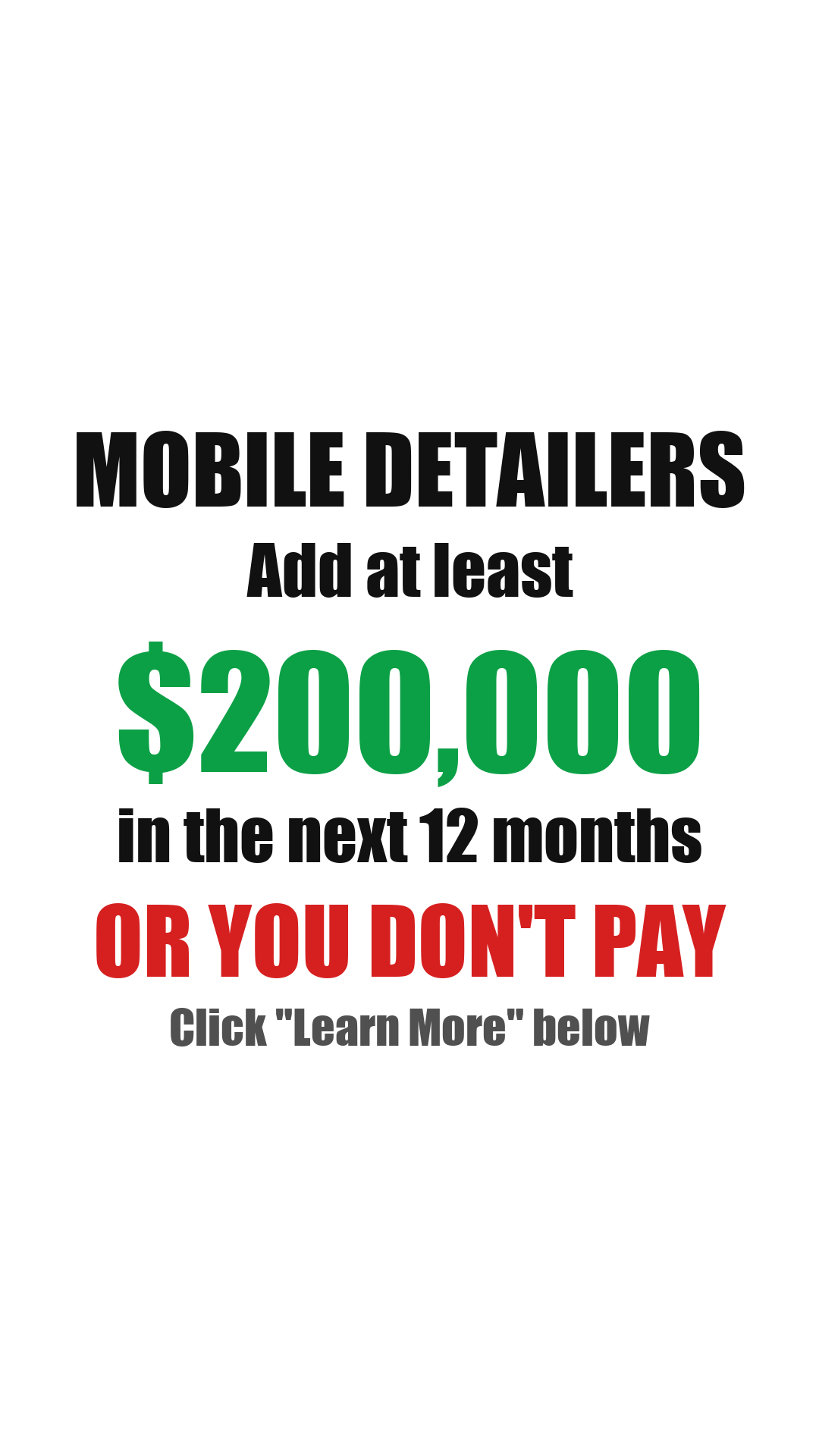 Rocket Detailer Facebook ad: Add at least $200,000 to your mobile detailing…
