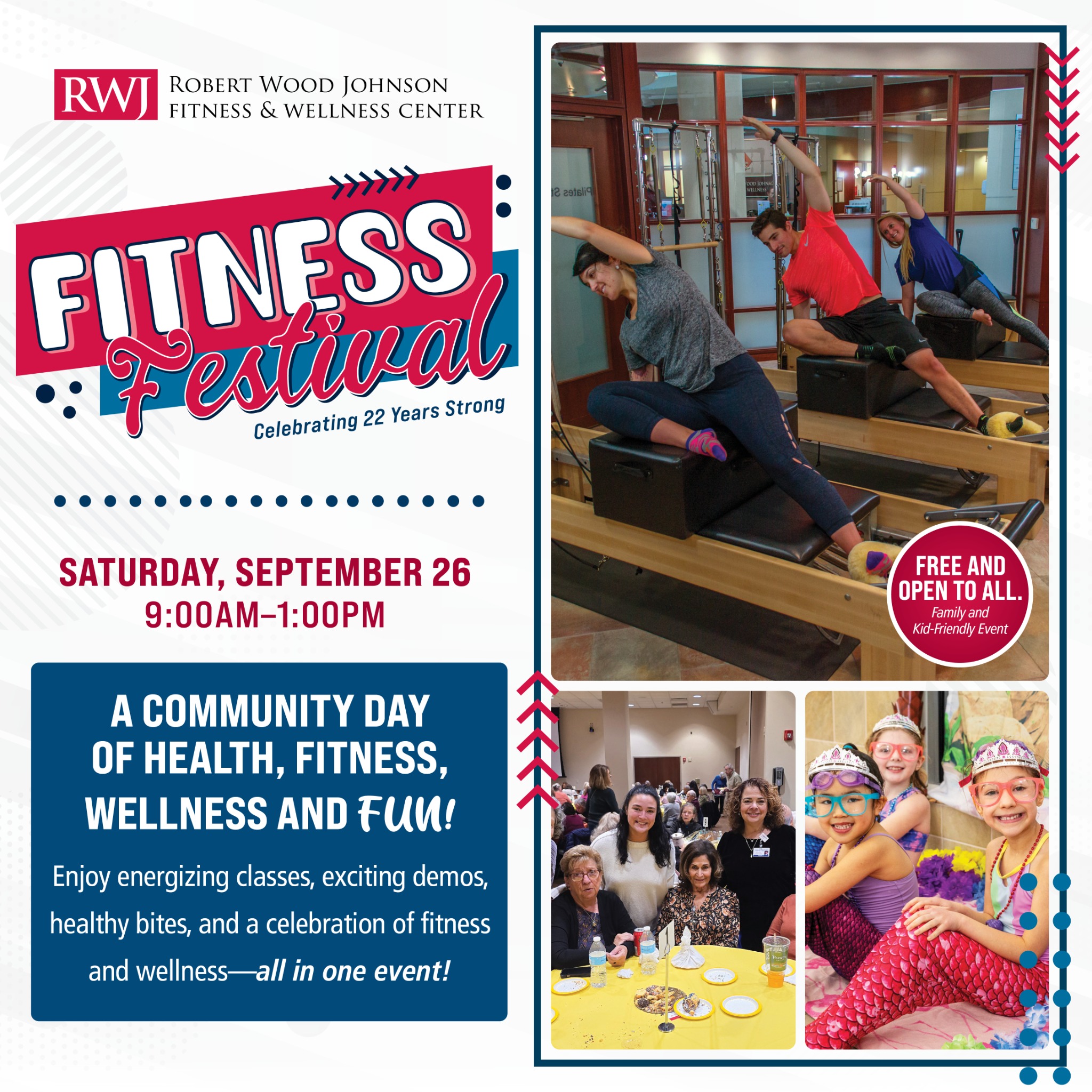 RWJ Fitness & Wellness Center - Hamilton Facebook ad: Save the Date: Free Fitness Festival