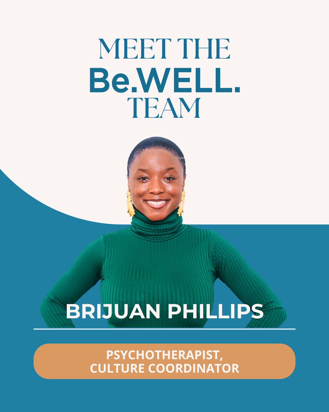 Be.WELL. Psychotherapy Facebook ad: Meet Brijuan, whom believes that healing starts with…