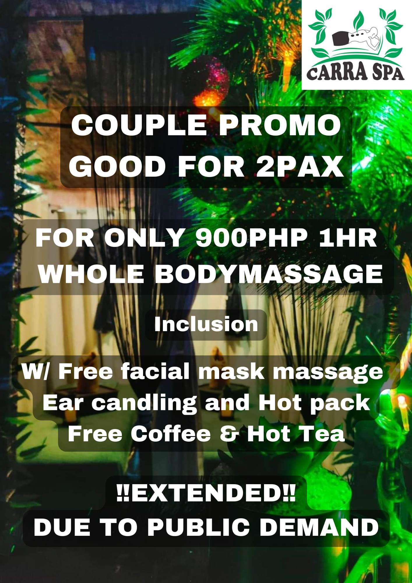 Carra Spa Facebook ad: EXTENDED DUE TO PUBLIC DEMAND
