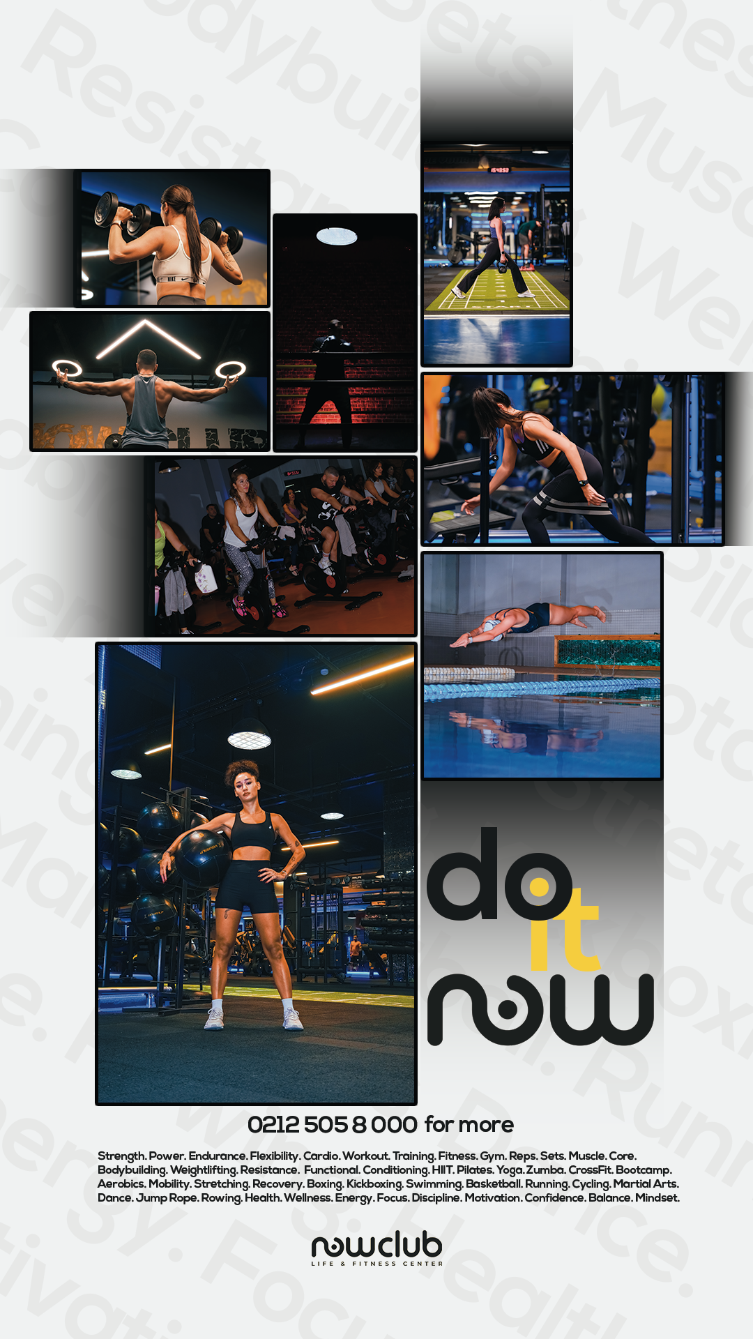 Now Club Life Fitness Center Facebook ad: Açık & kapalı yüzme havuzlarıyla dört mevsim formda…