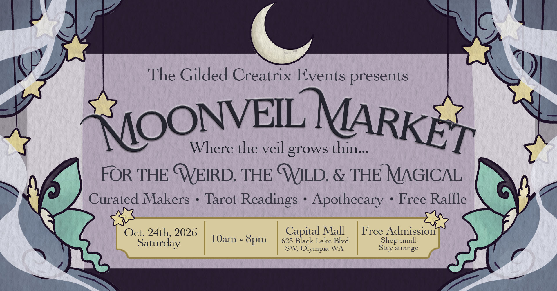 The Gilded Creatrix Events • Metaphysical Experiences & Markets Facebook ad: Moonveil Market ✧ Metaphysical Market at Capital Mall
