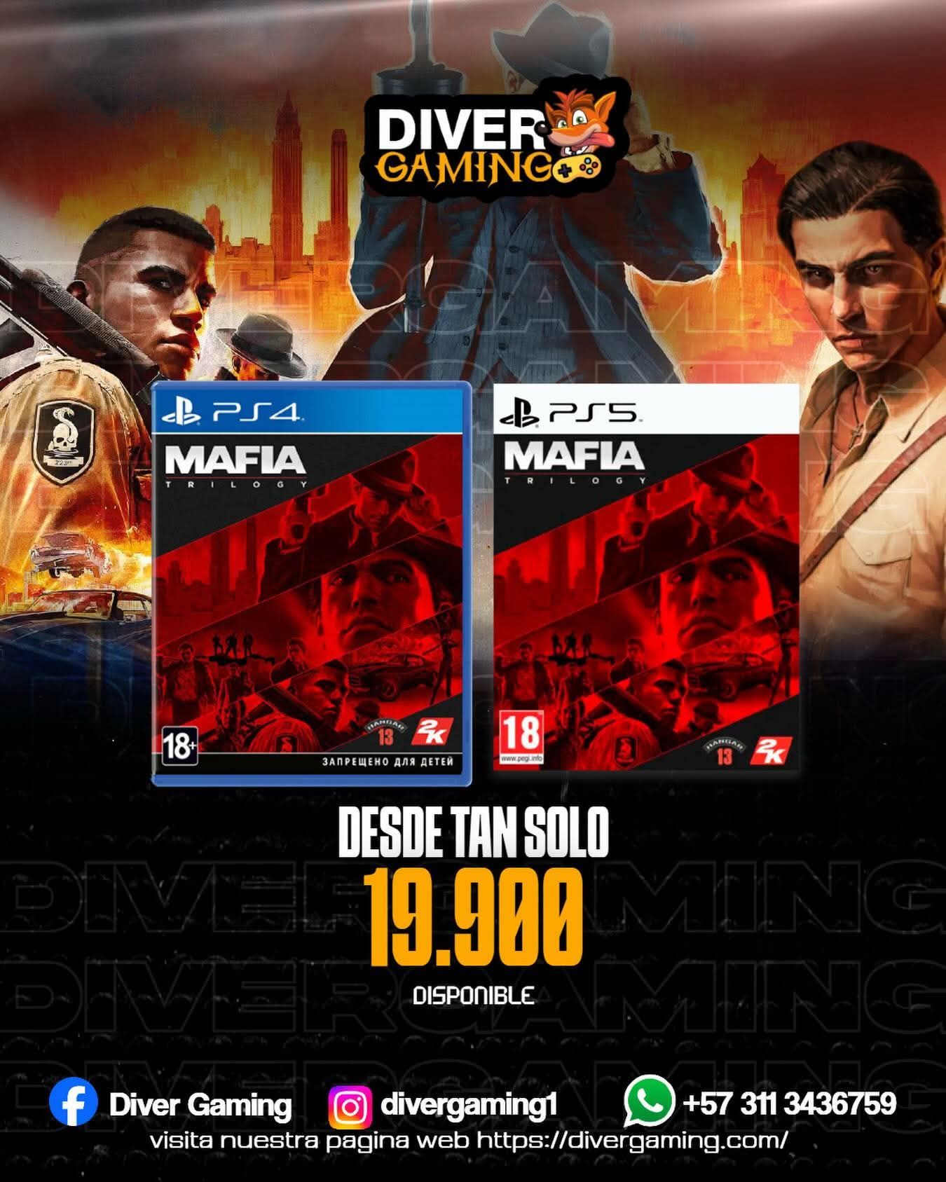 Divergaming Facebook ad: ¡LA MAFIA YA ESTÁ EN DIVERGAMING!